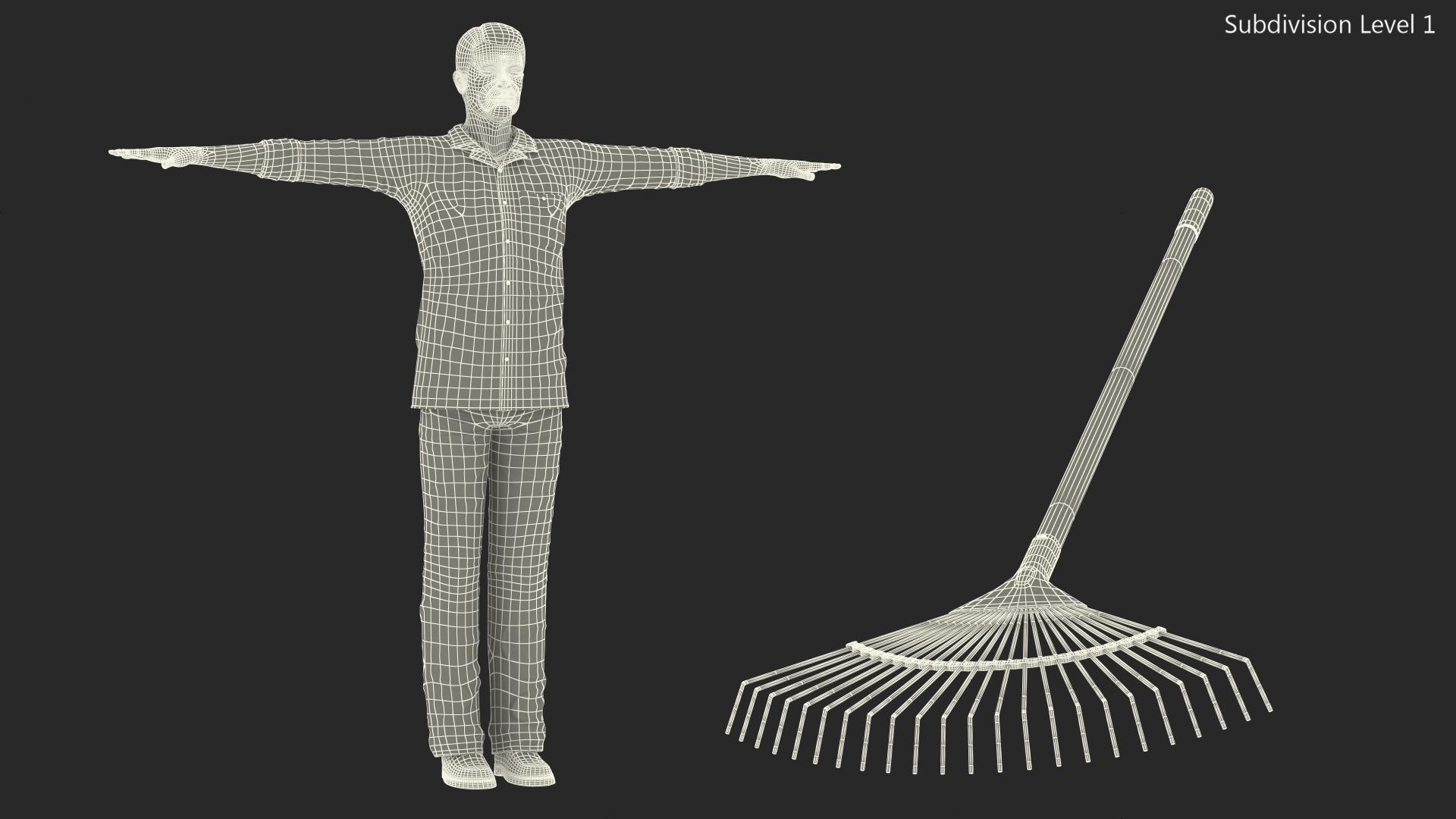 3D Elderly Man Homewear Neutral Pose model