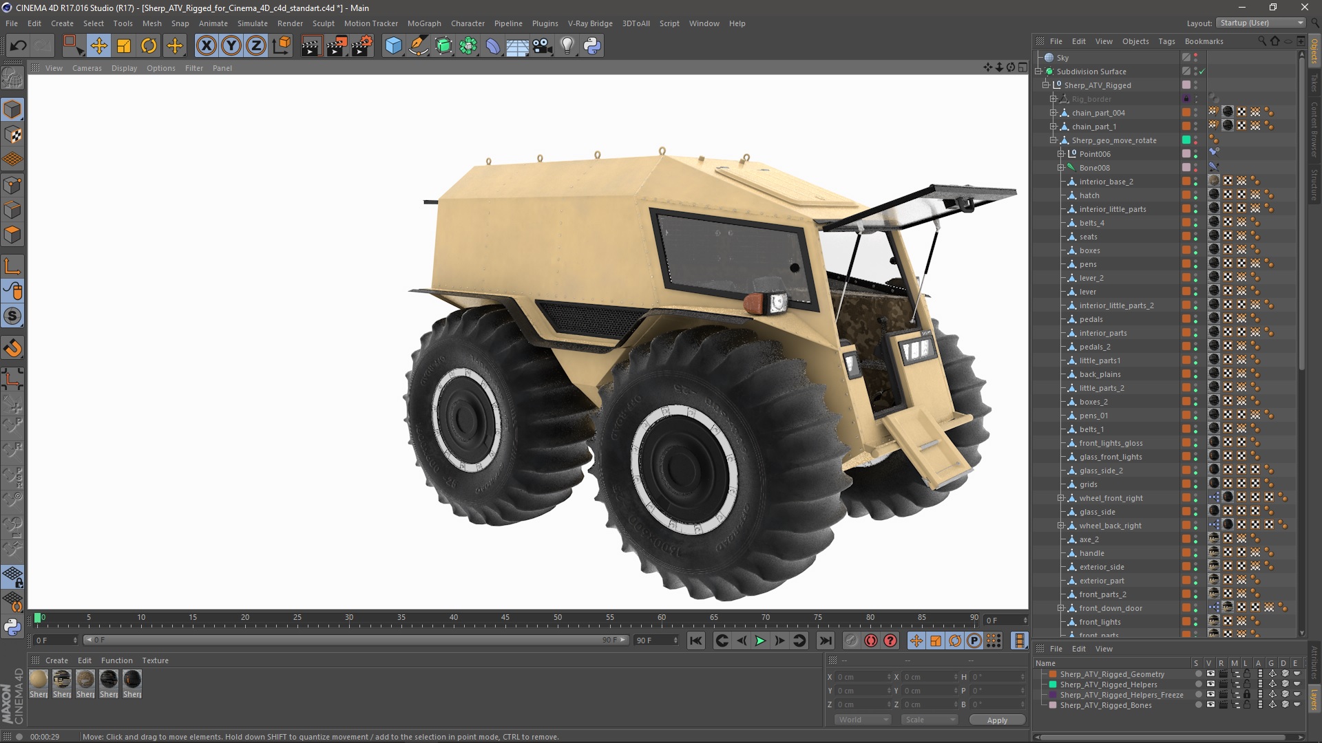 3D model Sherp ATV Rigged for Cinema 4D