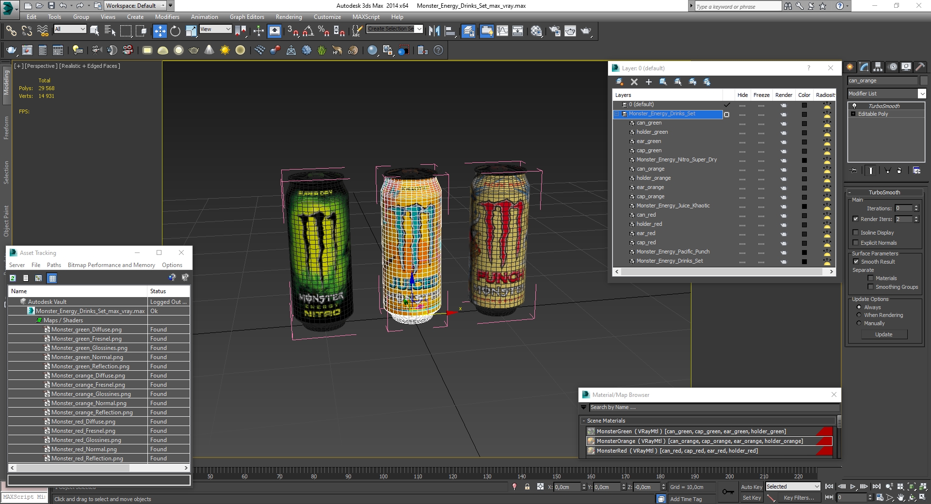 3D model Monster Energy Drinks Set