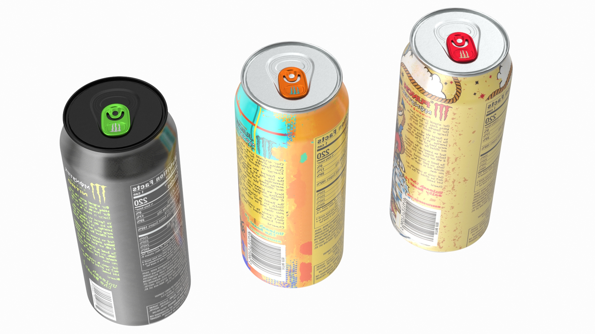 3D model Monster Energy Drinks Set