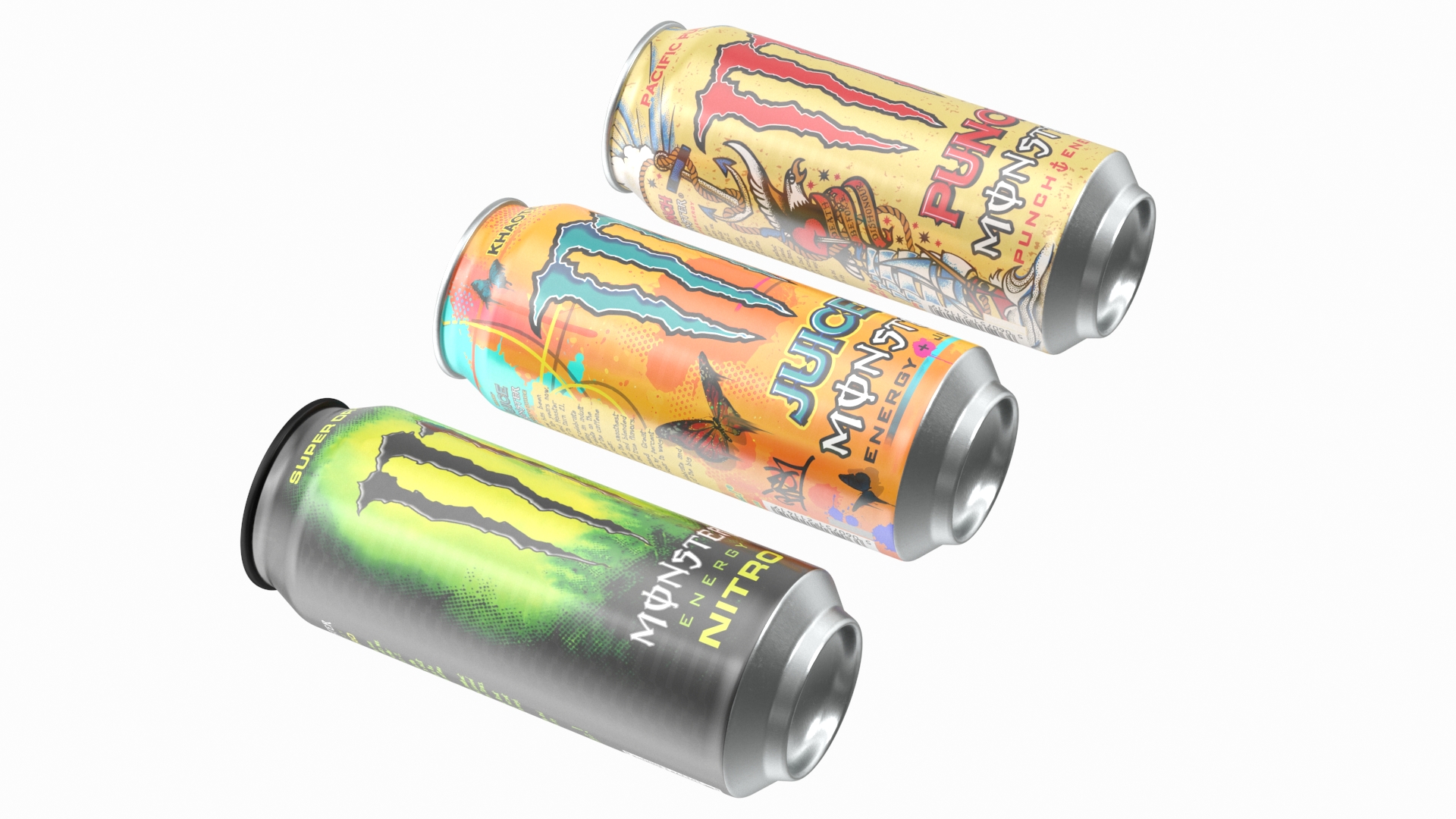 3D model Monster Energy Drinks Set