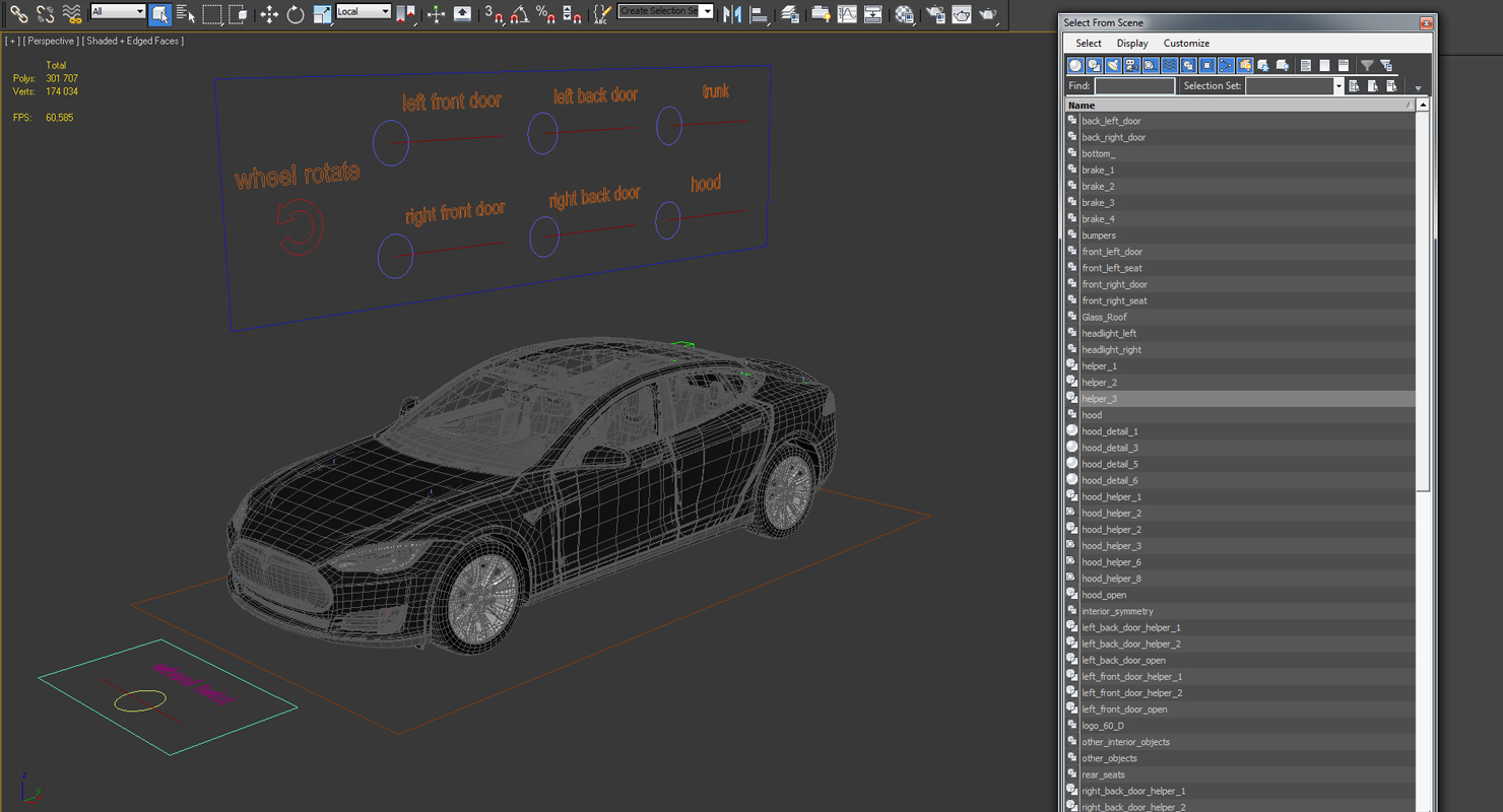 Tesla Model S 60D 2015 Rigged 3D model