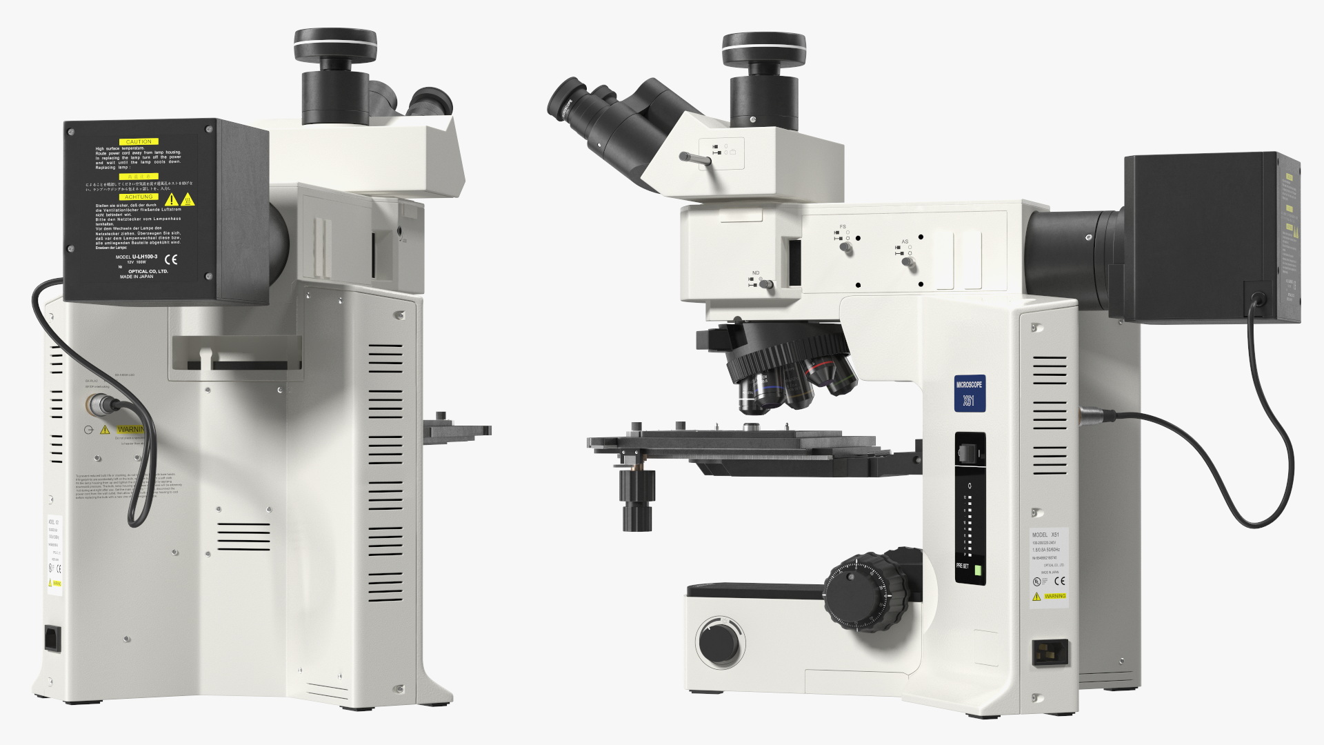 3D model Professional Trinocular Upright Fluorescence Microscope