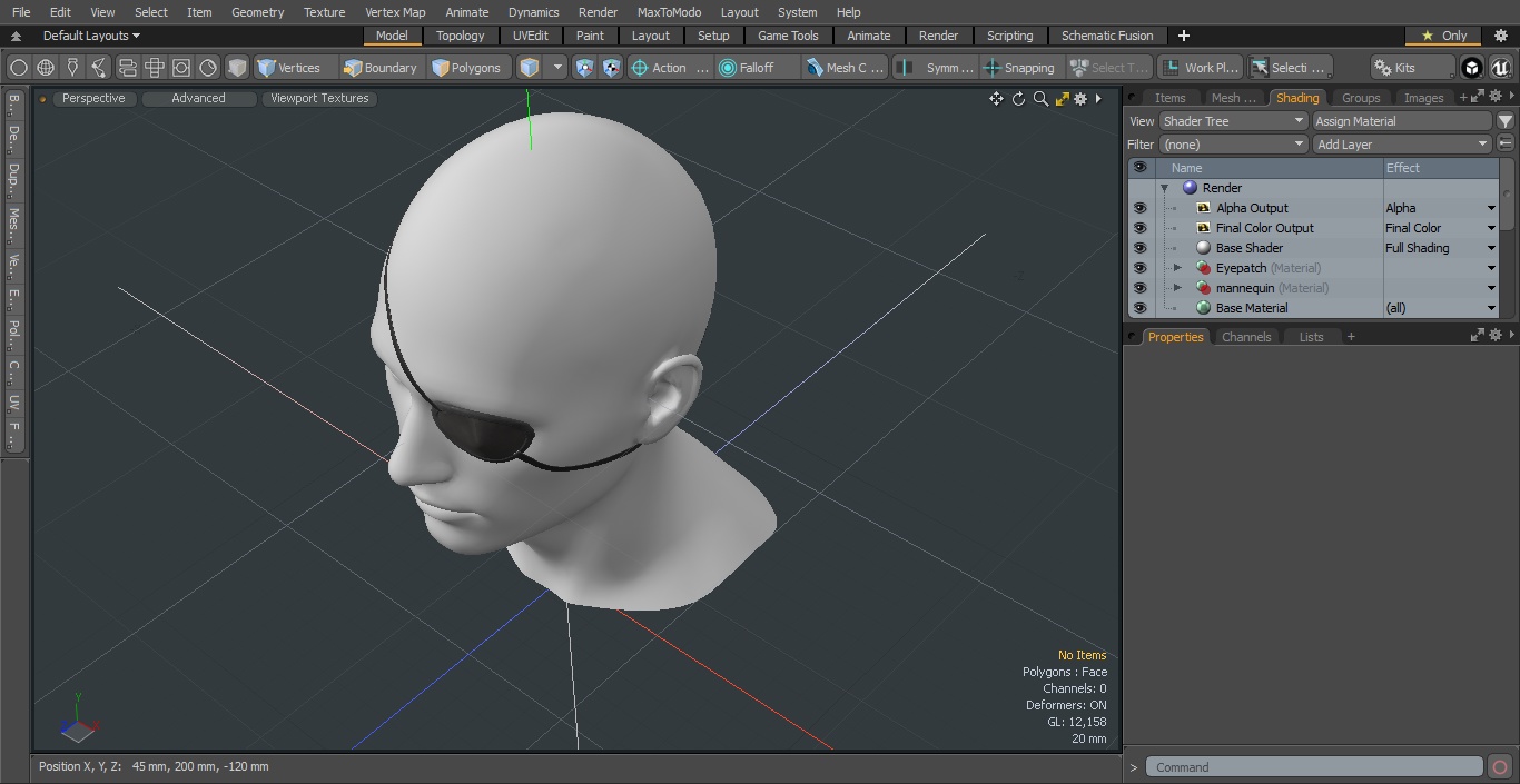 3D Black Eye Patch on Mannequin model