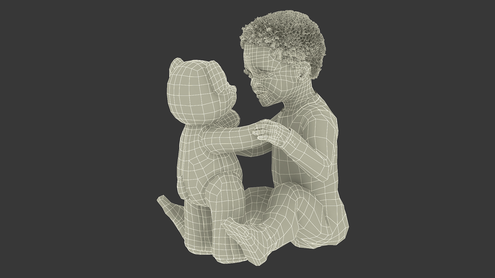 3D African Baby Boy with Teddy Bear Fur