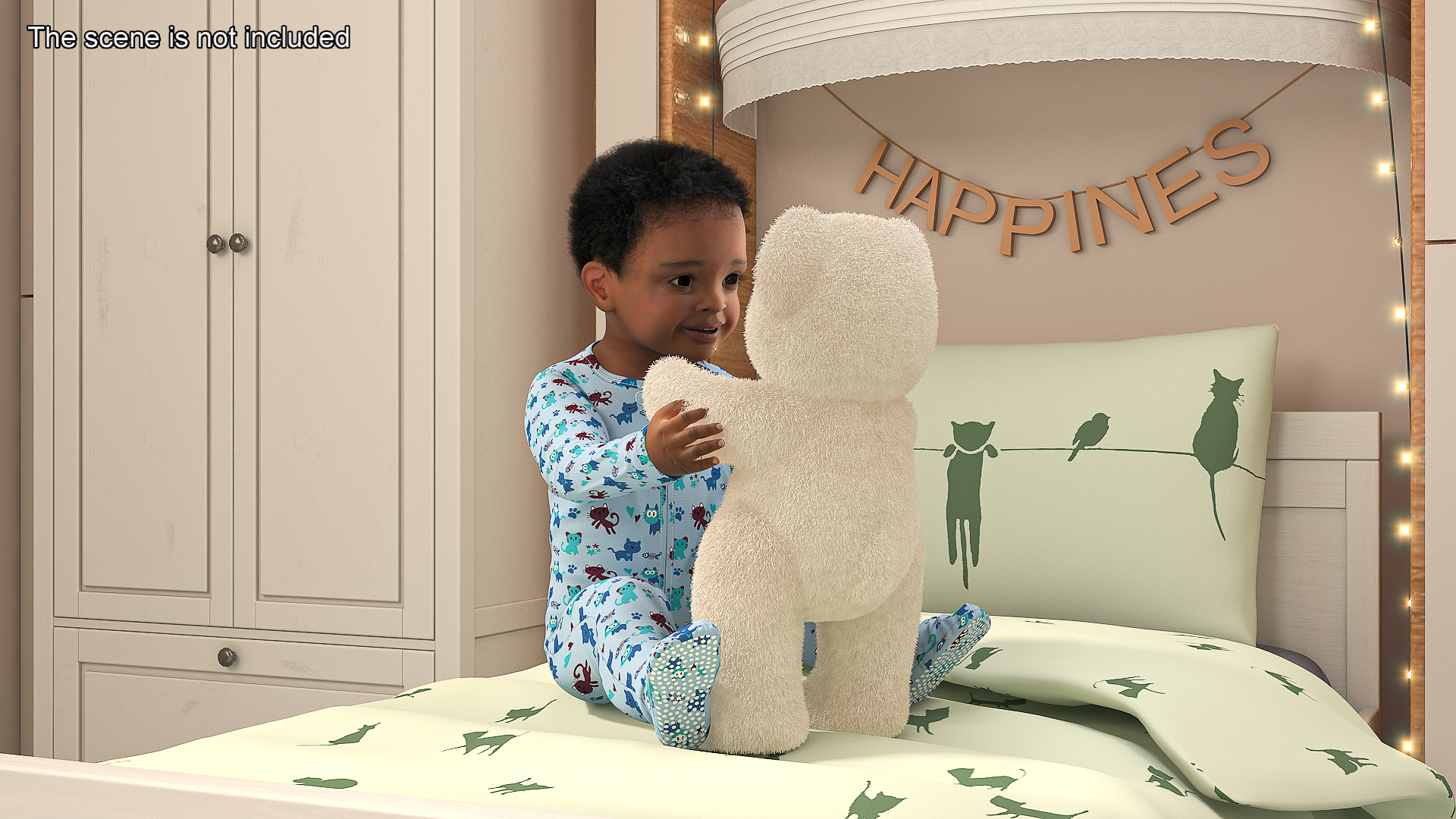 3D African Baby Boy with Teddy Bear Fur