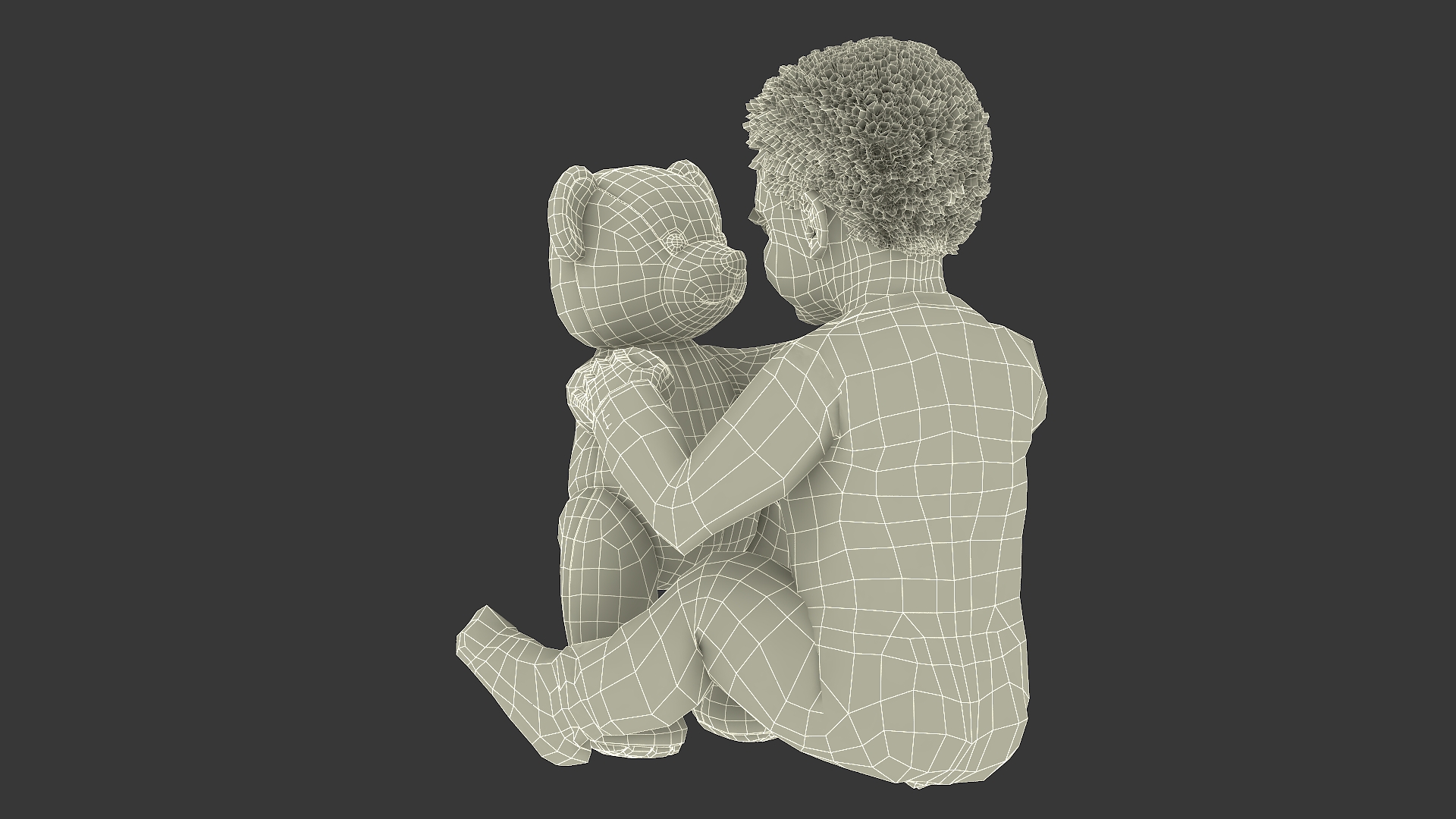 3D African Baby Boy with Teddy Bear Fur