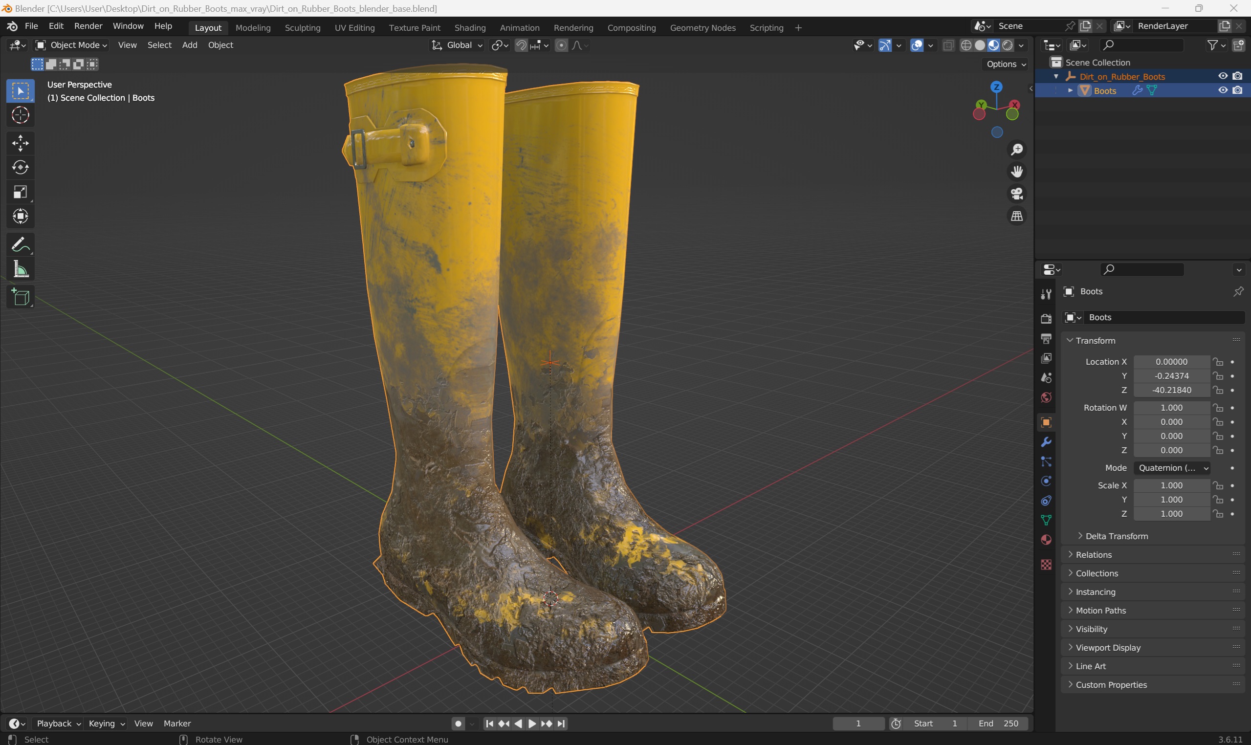 3D model Dirt on Rubber Boots