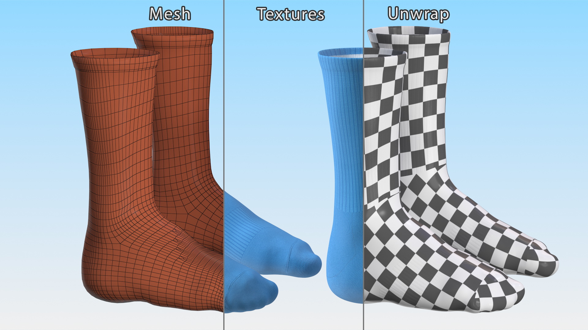 3D Long Socks Nike Blue on The Foot Standing