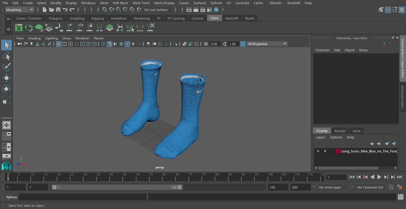 3D Long Socks Nike Blue on The Foot Standing