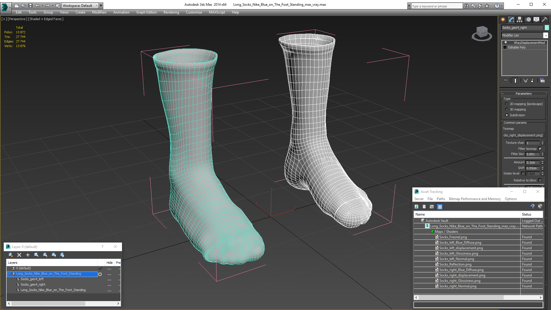 3D Long Socks Nike Blue on The Foot Standing