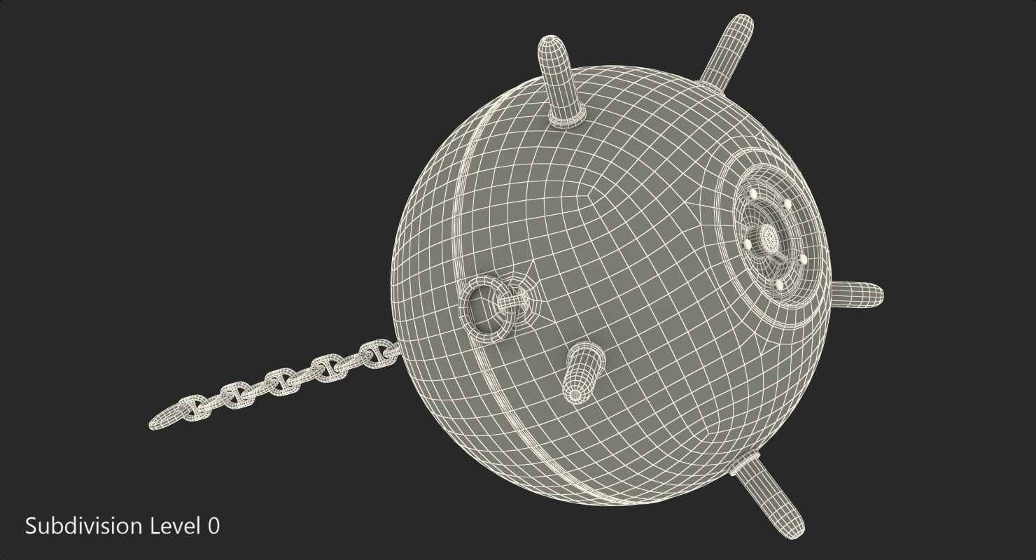 3D model Underwater Sea Mine with Chain