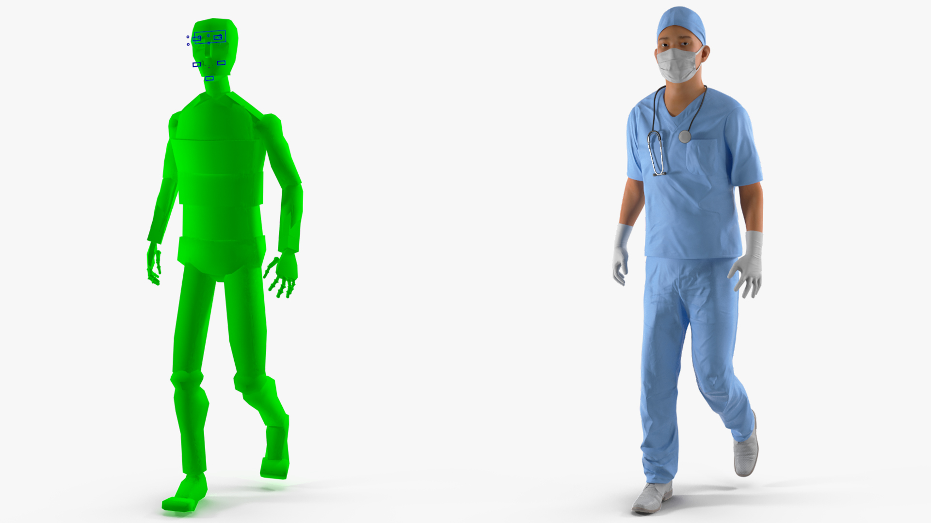 3D Asian Male Surgeon in Mask Rigged model