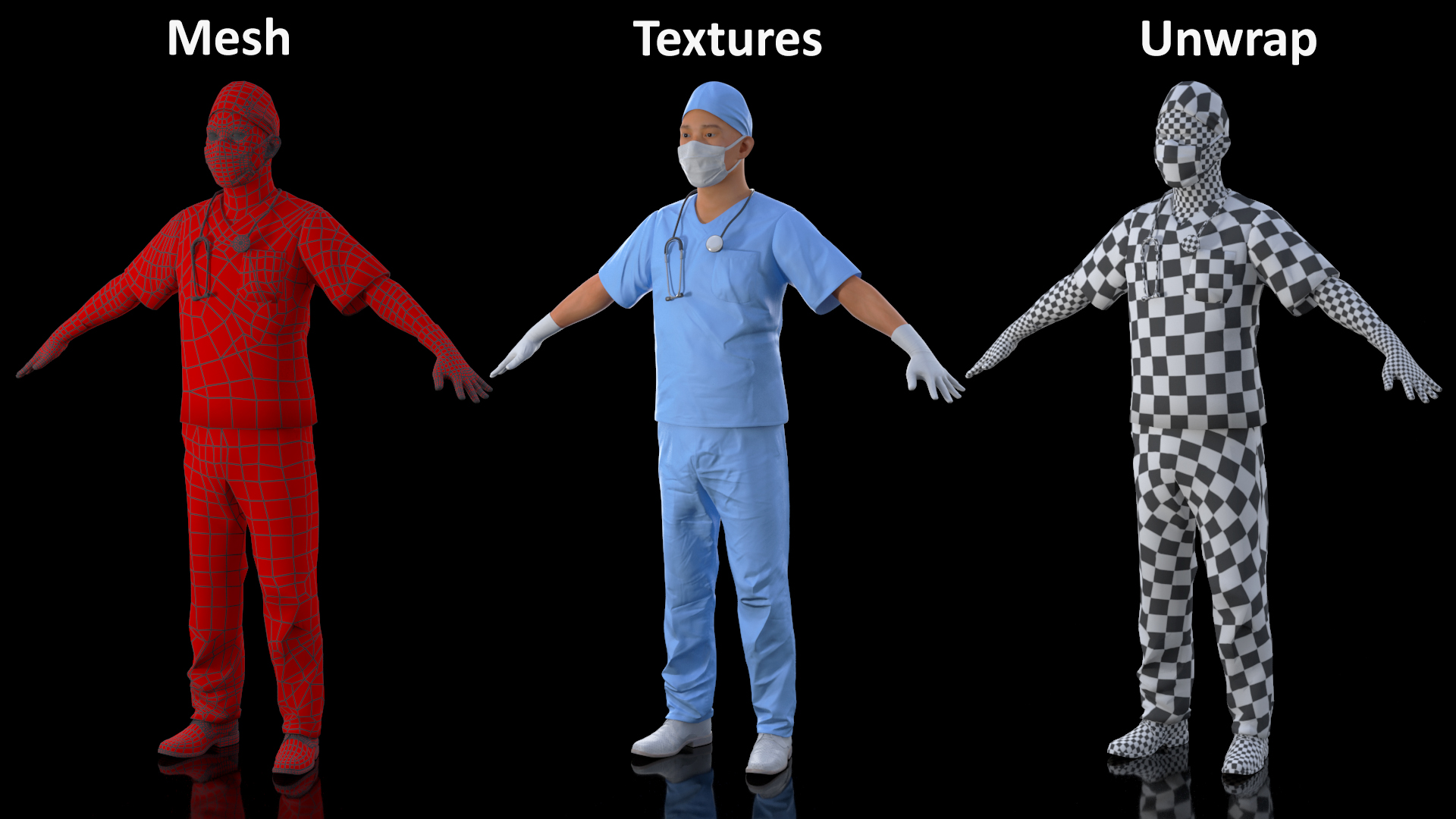 3D Asian Male Surgeon in Mask Rigged model