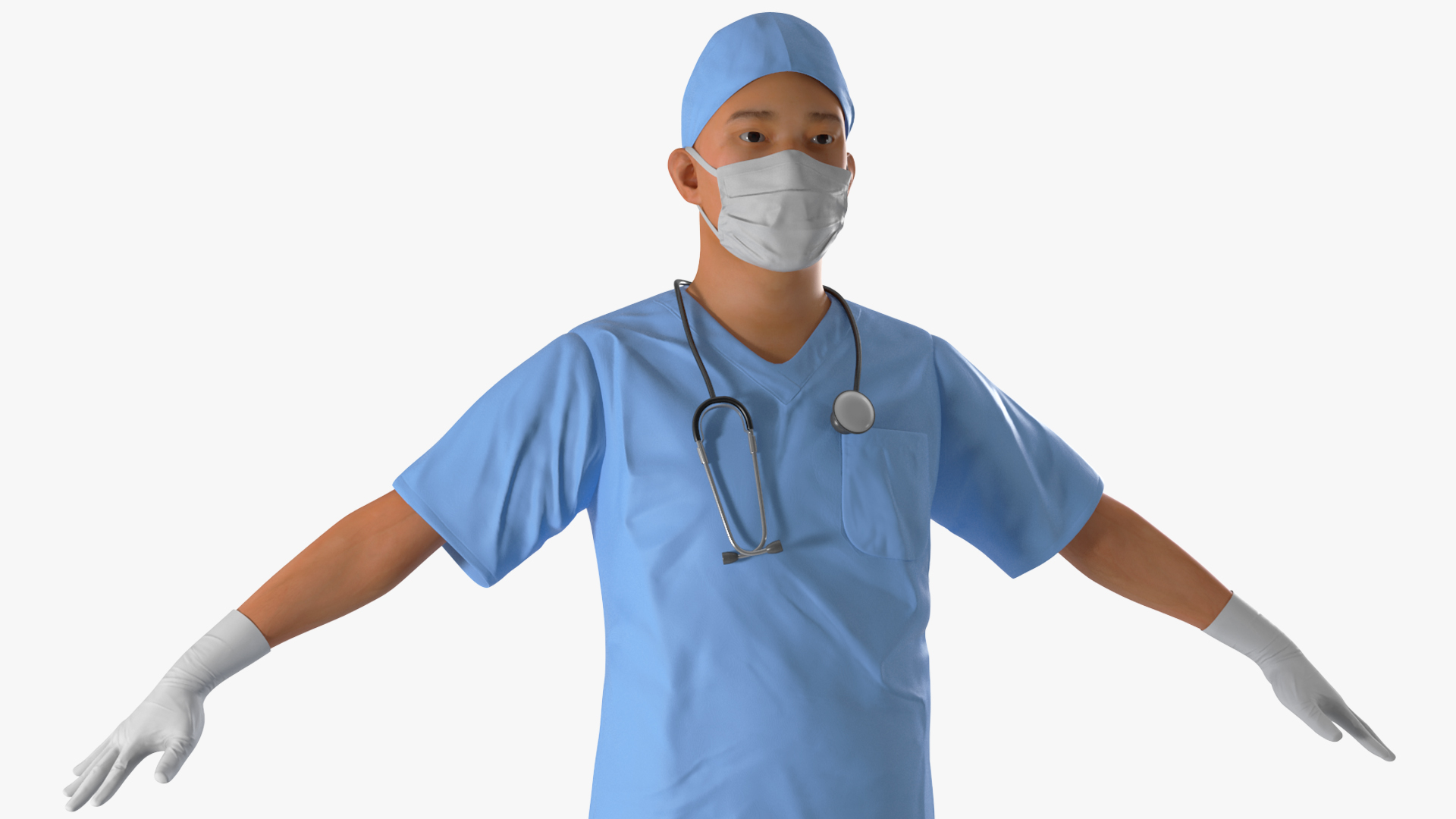 3D Asian Male Surgeon in Mask Rigged model