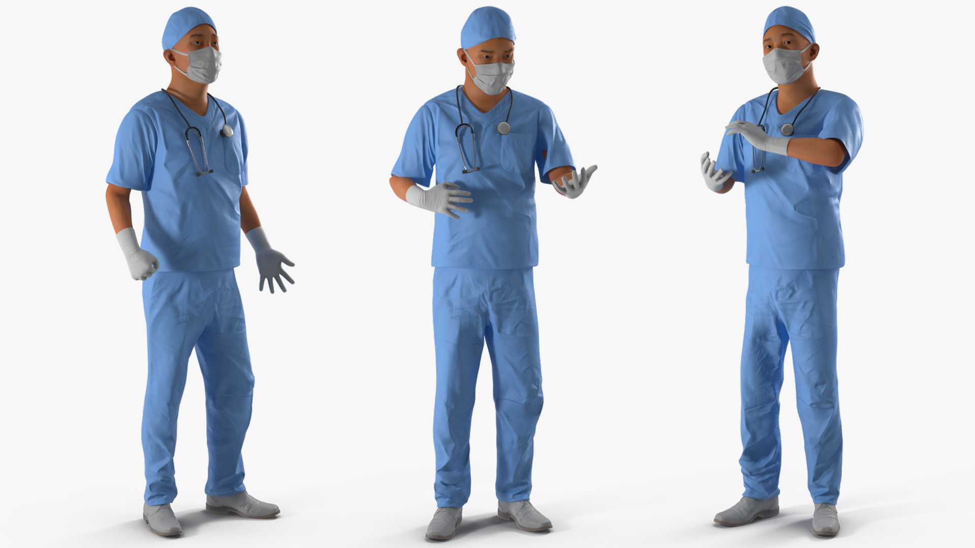 3D Asian Male Surgeon in Mask Rigged model