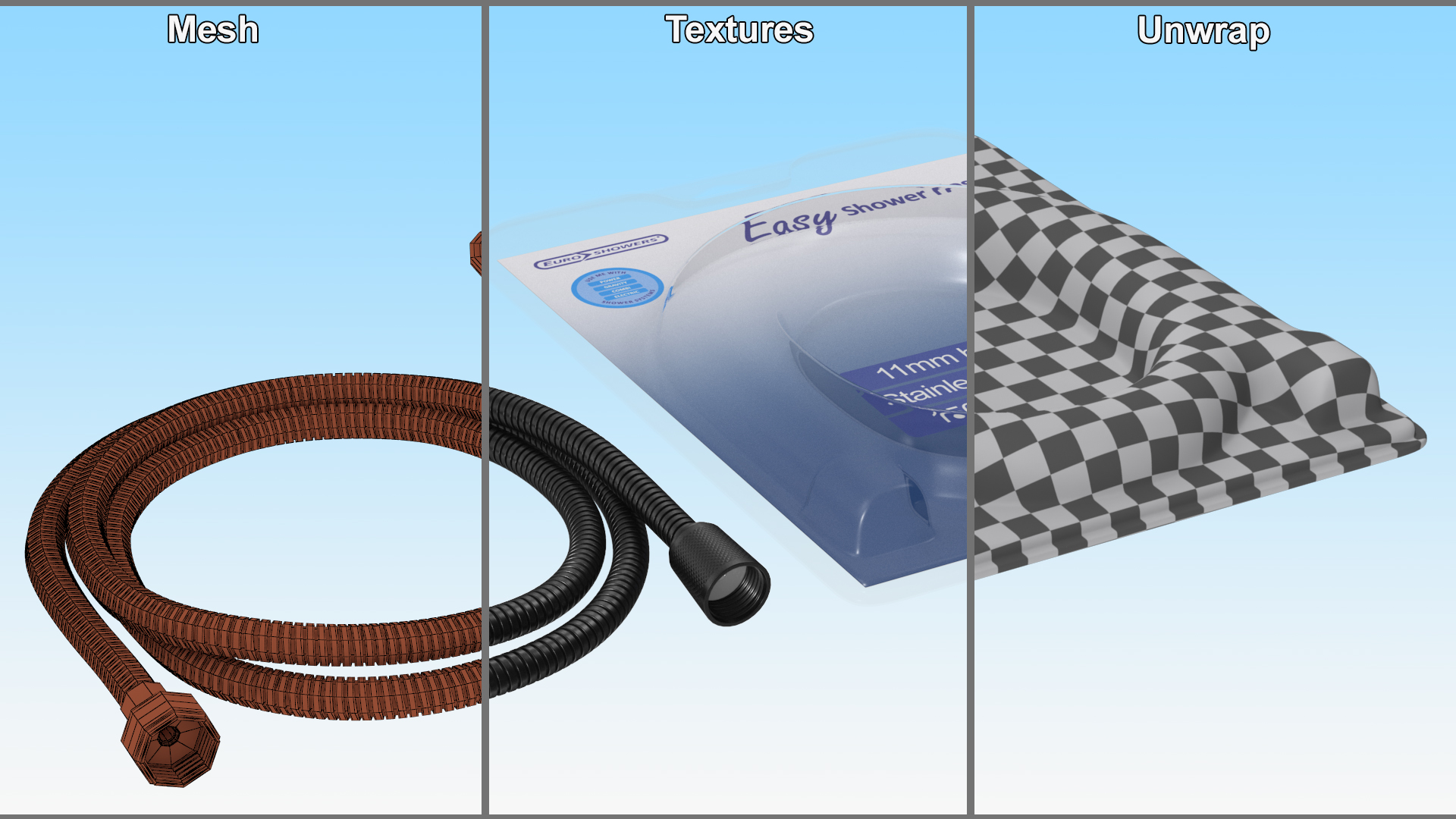 Packed Shower Hose Black 3D model