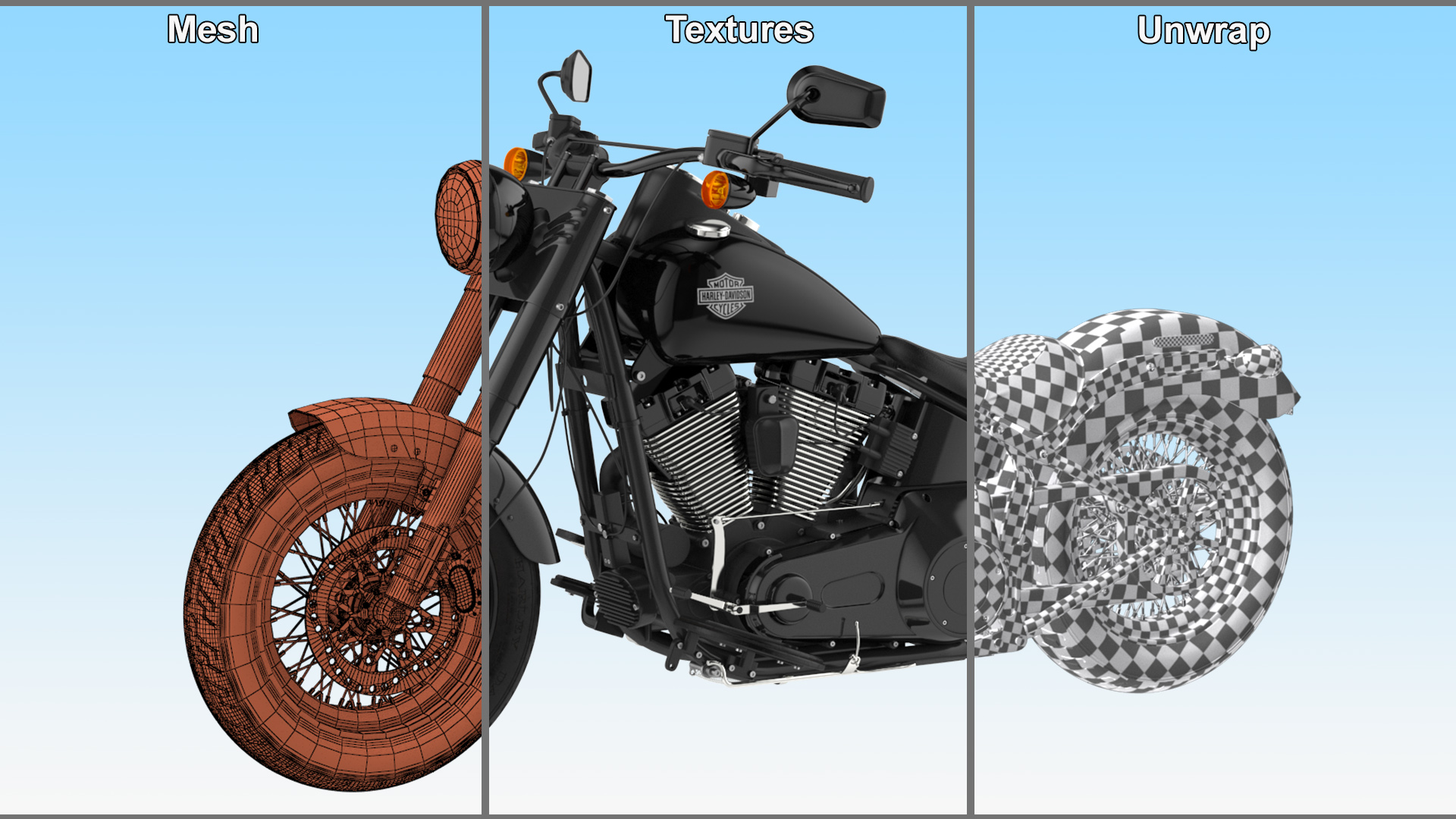 Cruiser Motorcycle Harley Davidson Softail Slim 3D