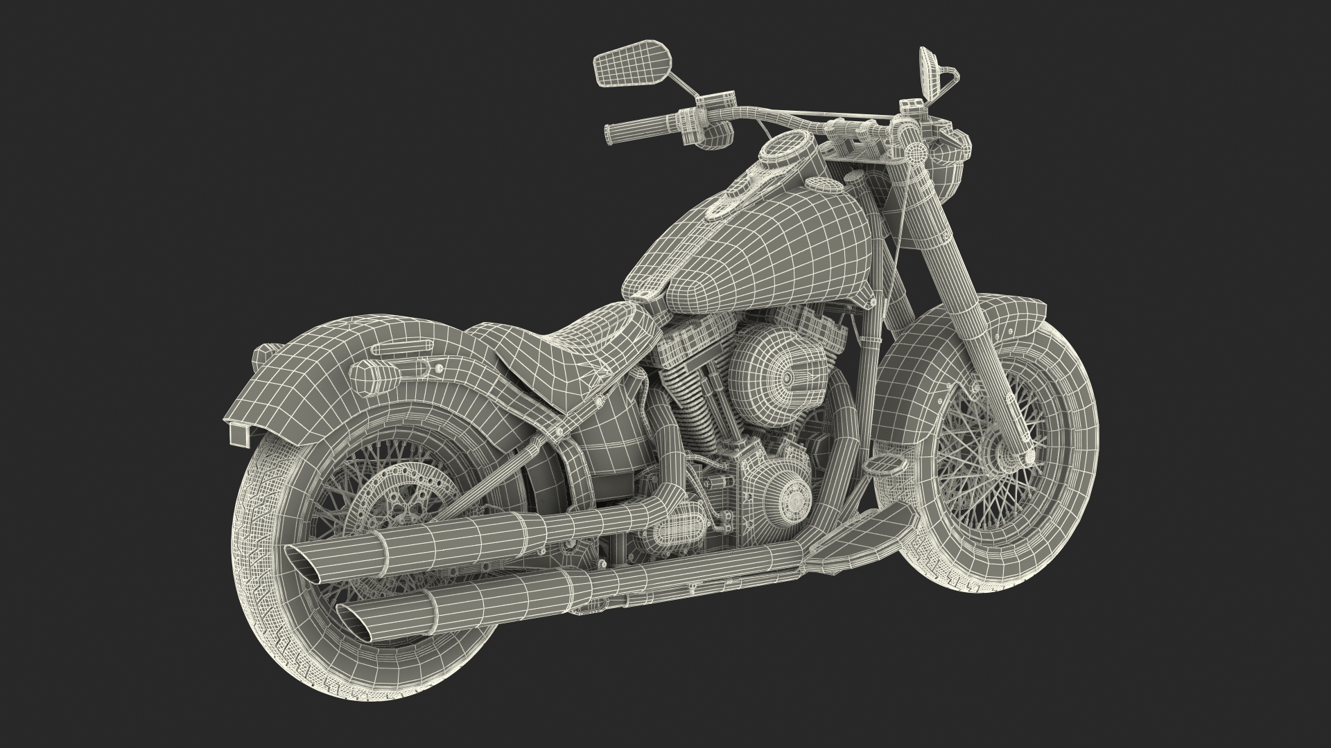 Cruiser Motorcycle Harley Davidson Softail Slim 3D