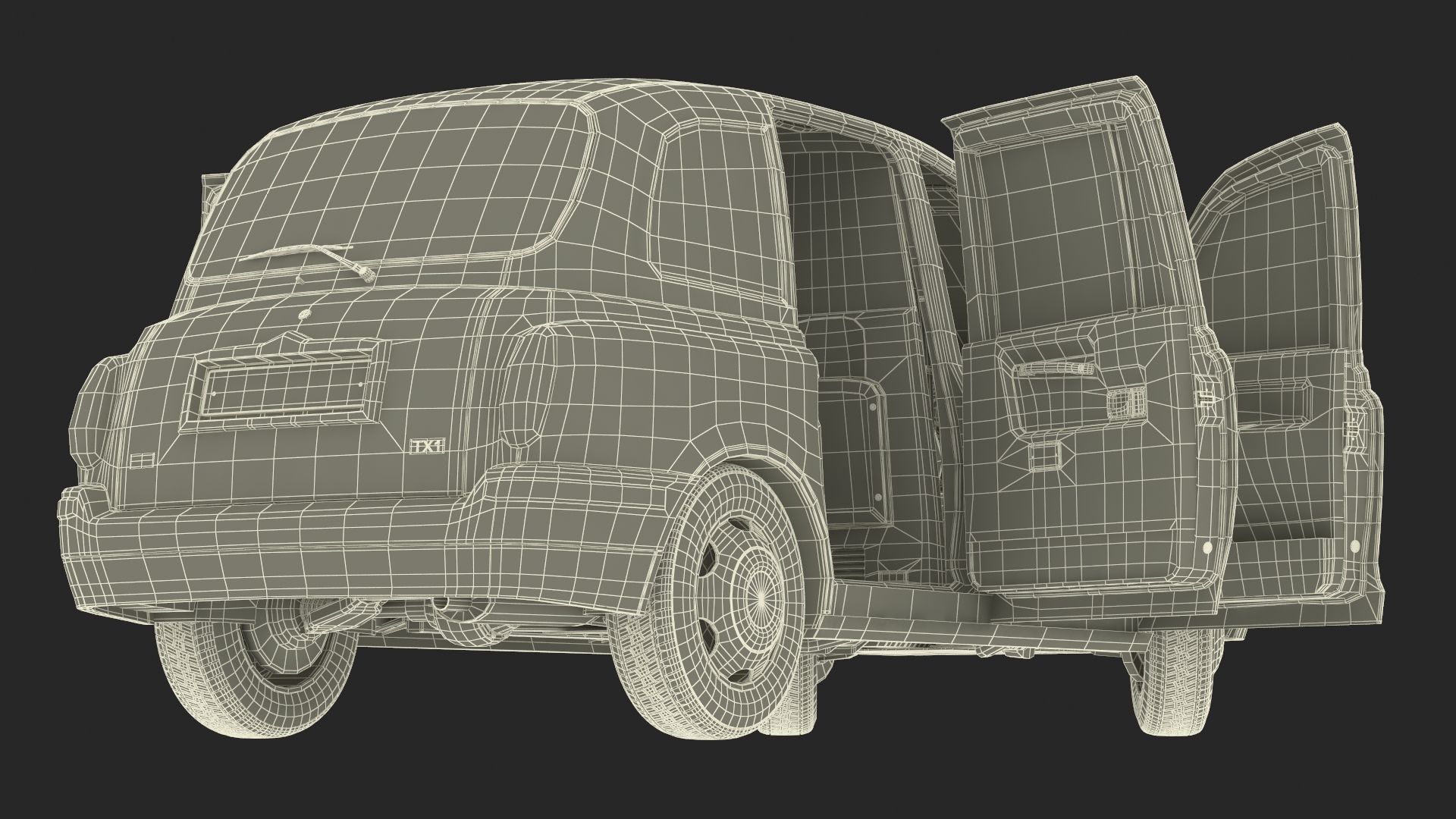 3D London Black Cab TX1 Rigged for Cinema 4D