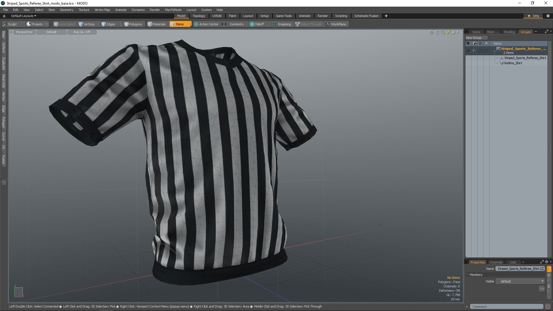 3D Striped Sports Referee Shirt model