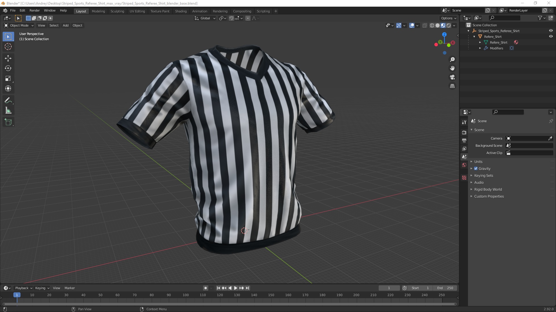 3D Striped Sports Referee Shirt model