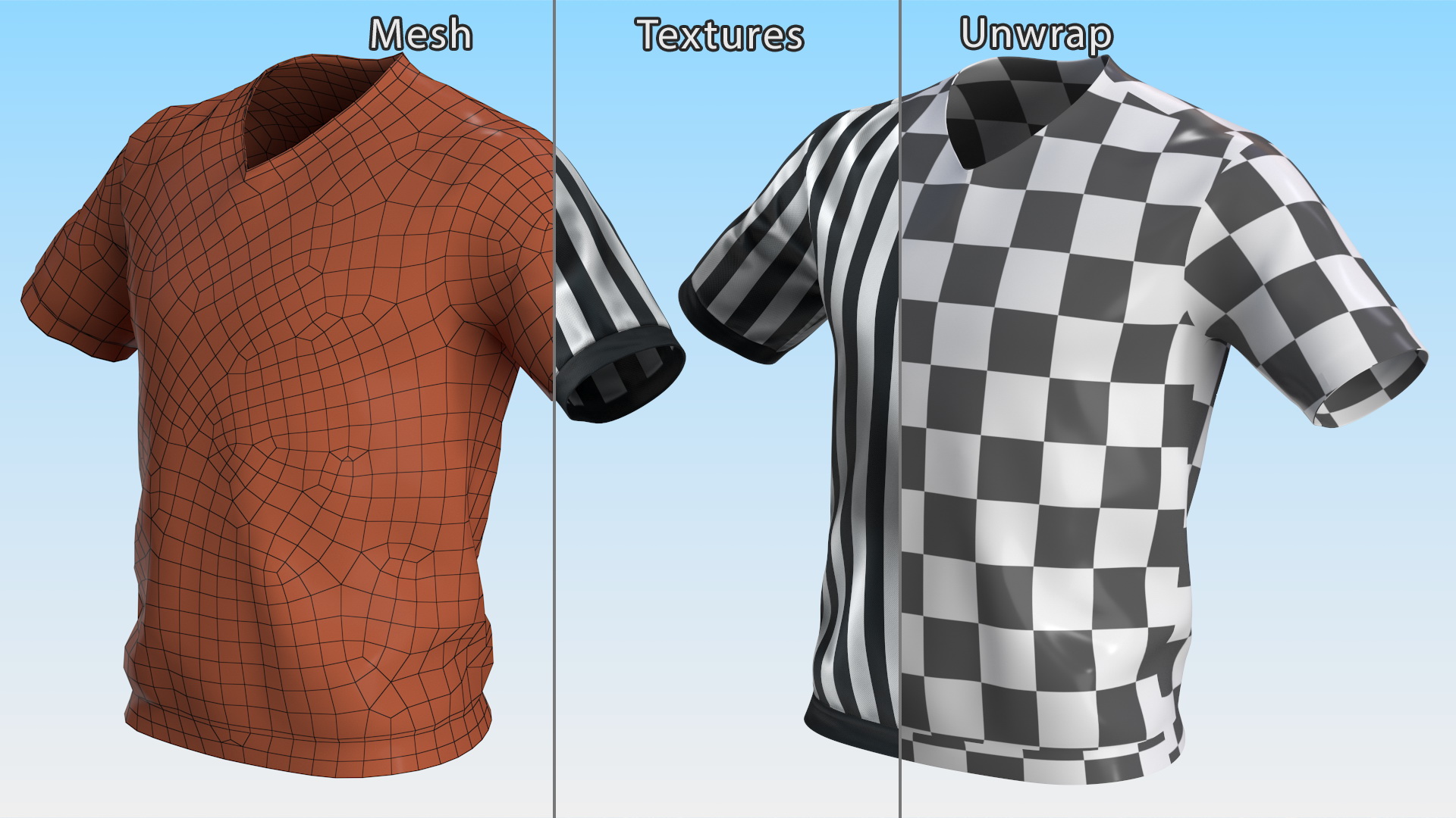 3D Striped Sports Referee Shirt model