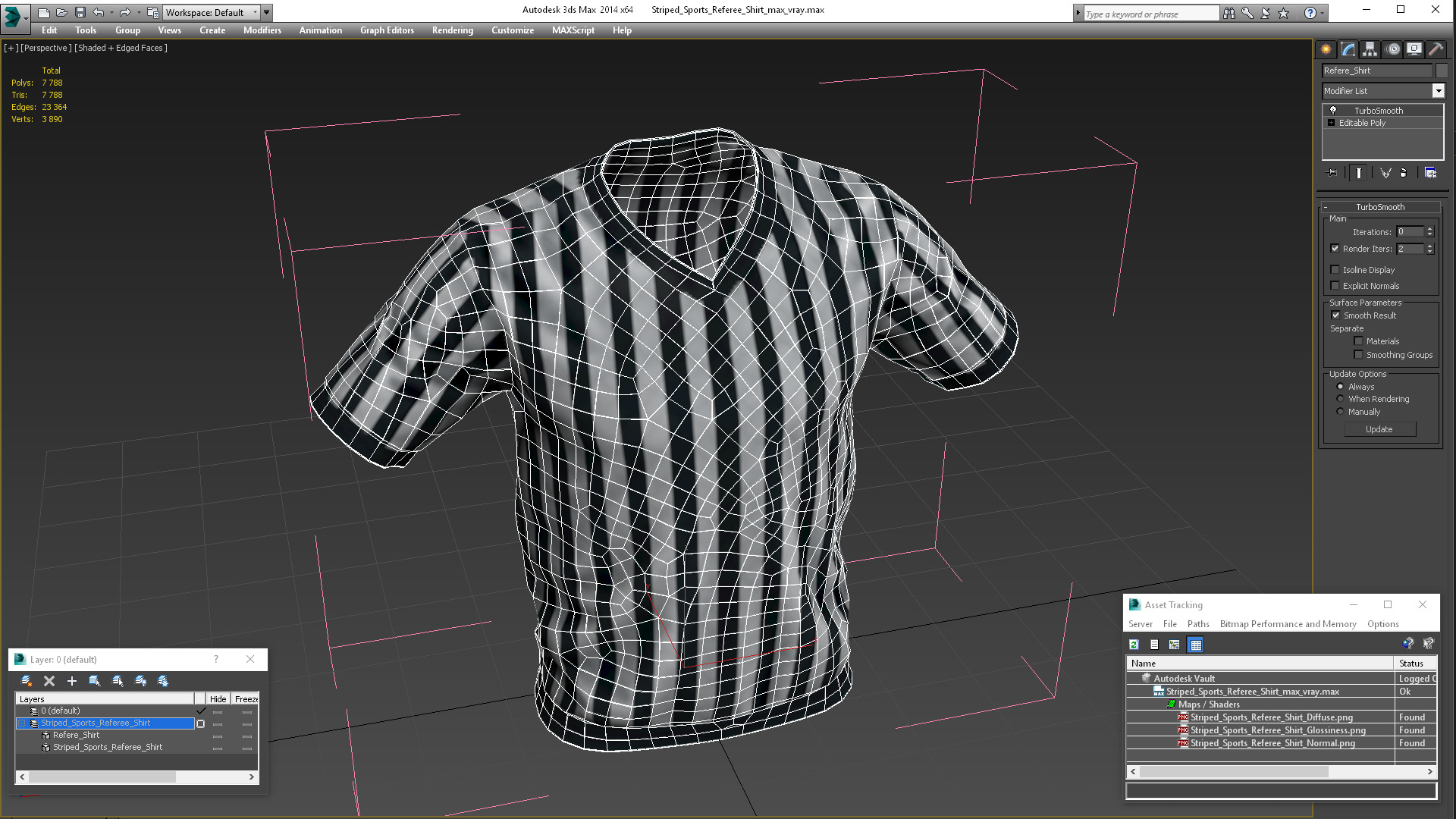 3D Striped Sports Referee Shirt model