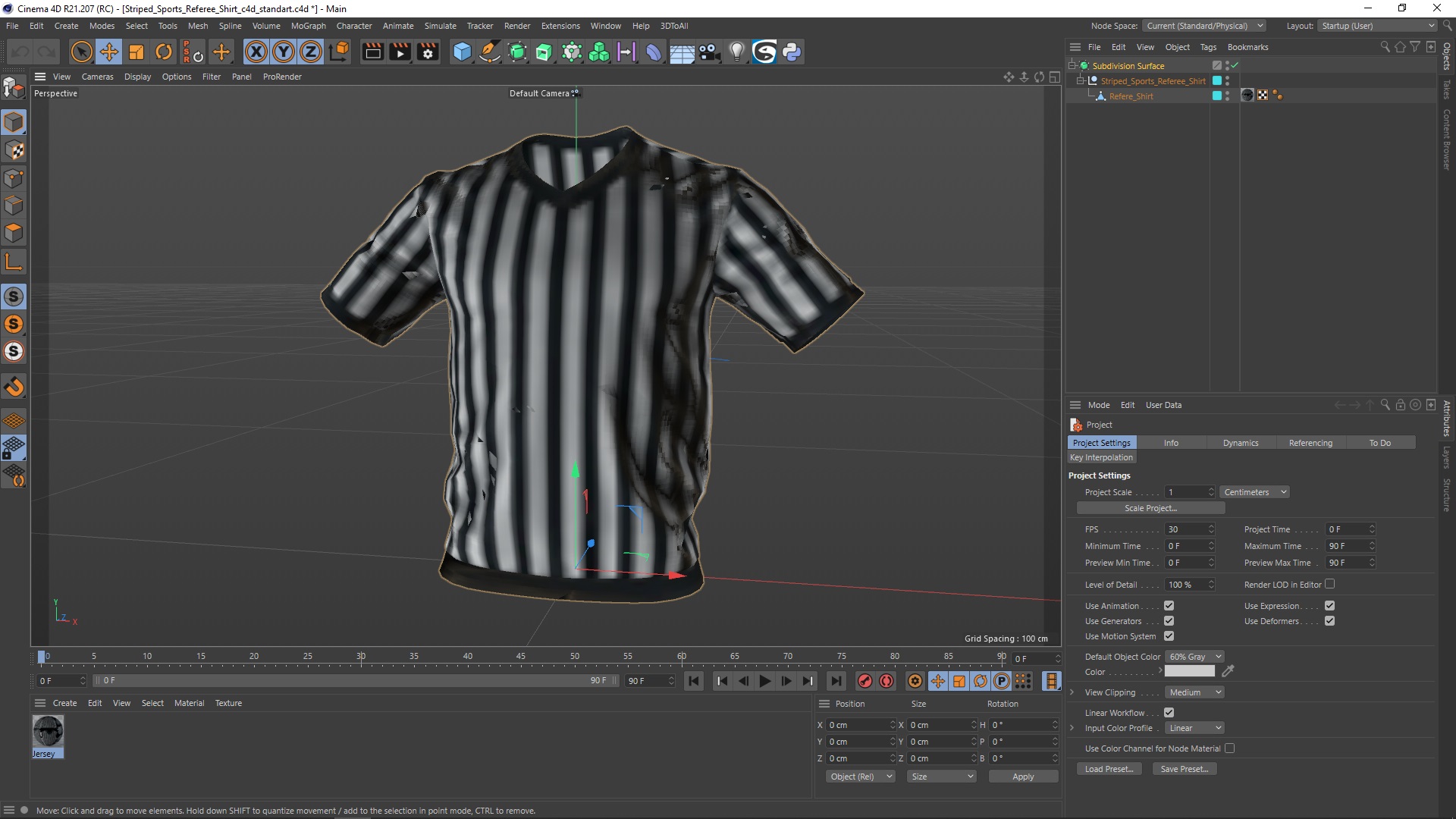 3D Striped Sports Referee Shirt model