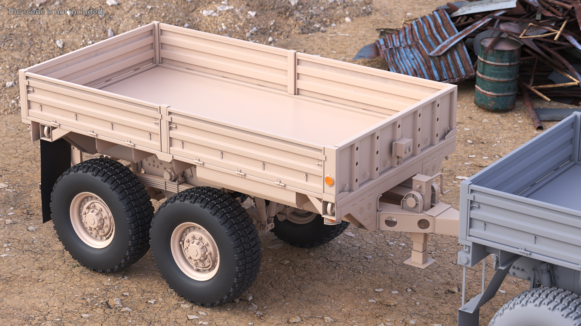 3D Military Drop Side Cargo Trailer M1092 Sand model