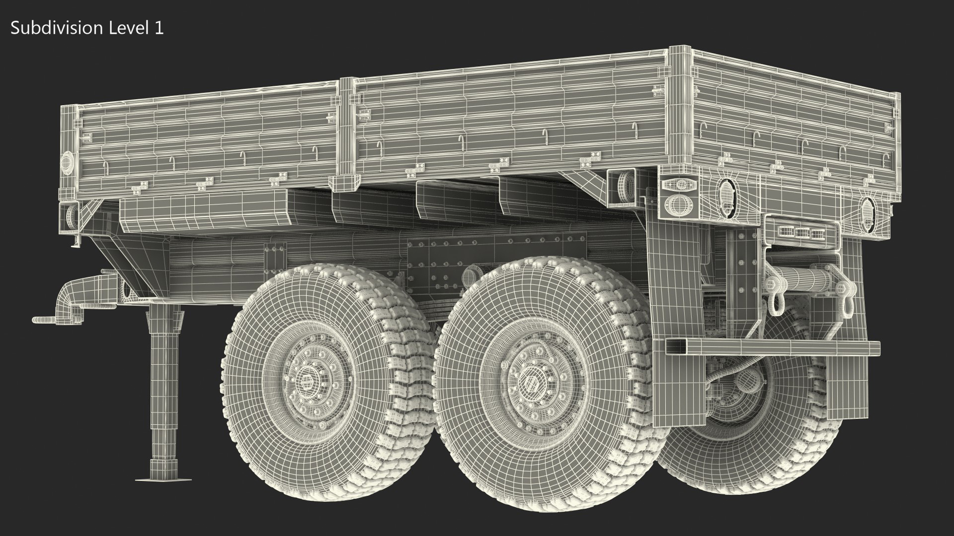 3D Military Drop Side Cargo Trailer M1092 Sand model