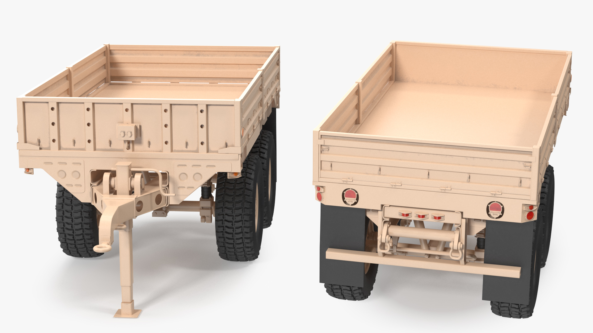 3D Military Drop Side Cargo Trailer M1092 Sand model