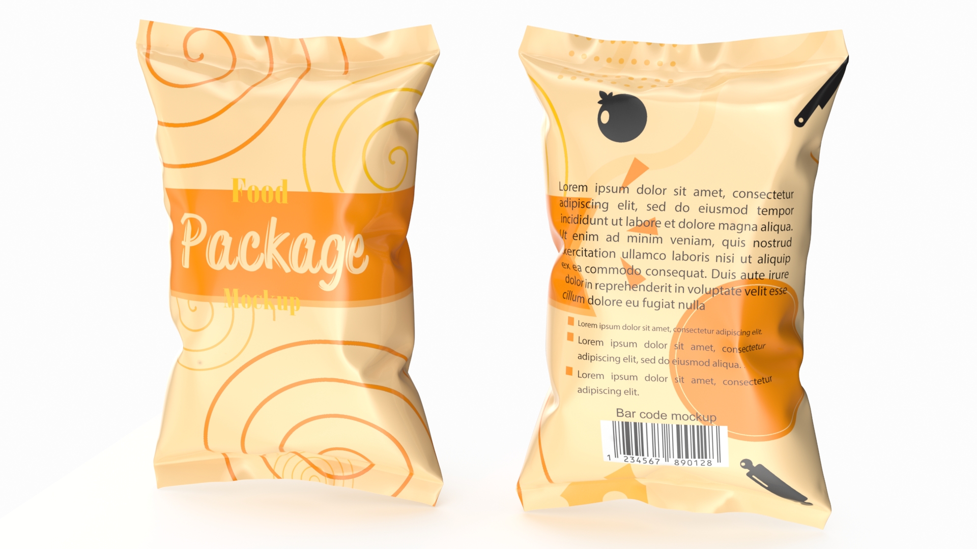 3D Mockup Food Package Yellow