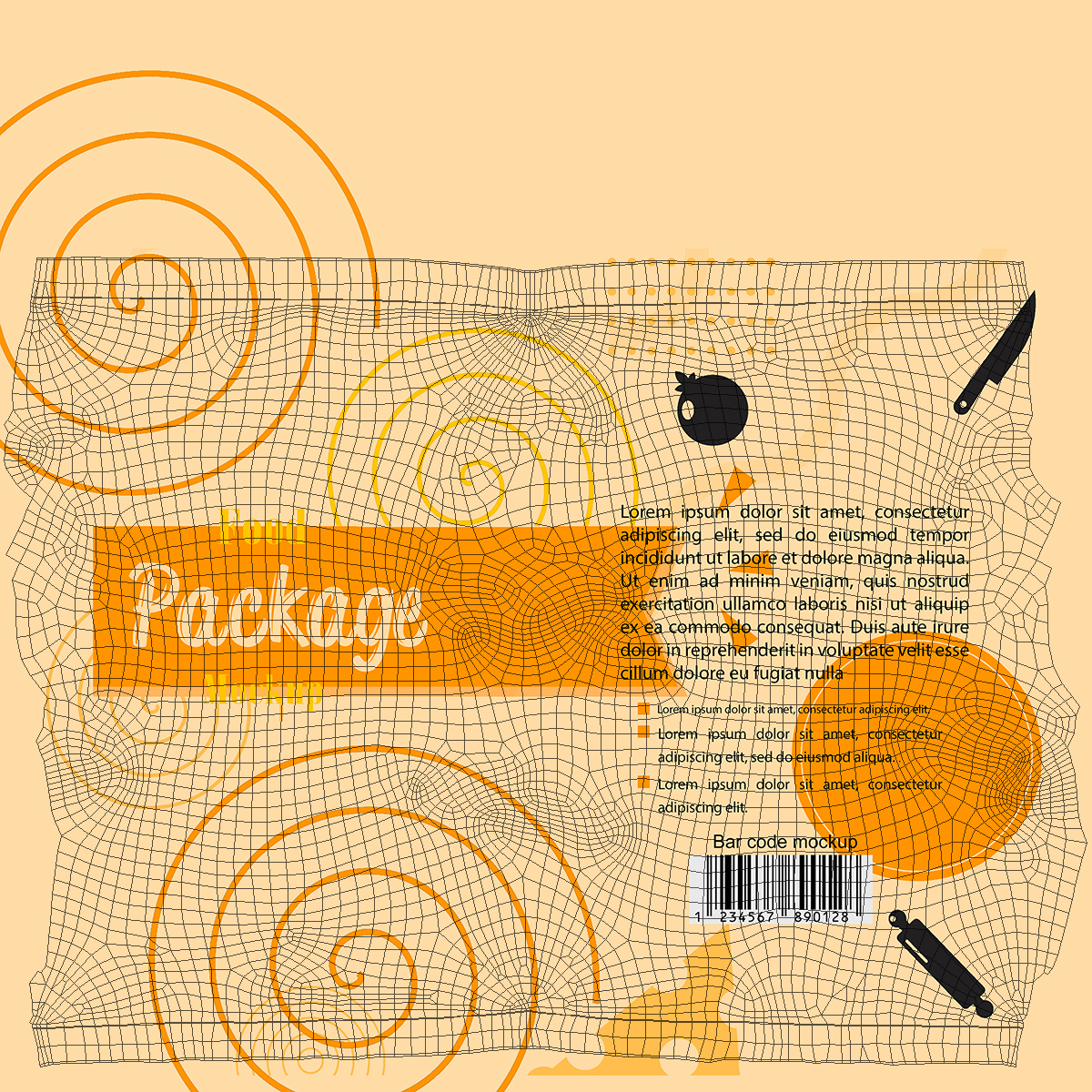 3D Mockup Food Package Yellow