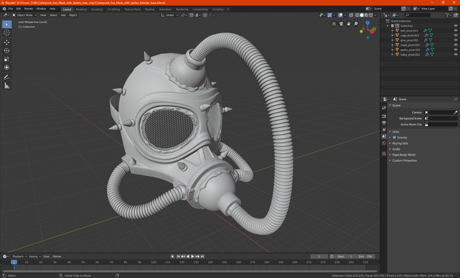 3D model Cyberpunk Gas Mask with Spikes