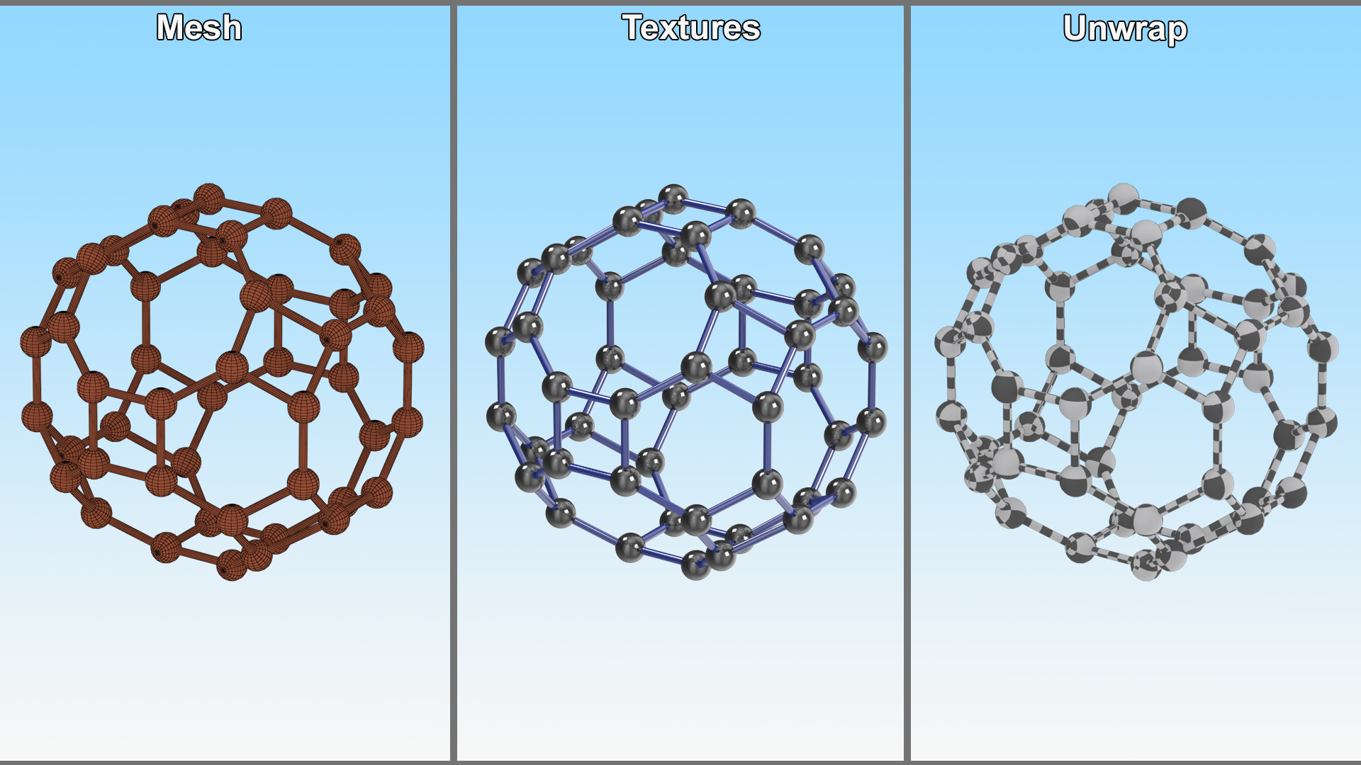 Buckminsterfullerene Molecule Structure 3D model