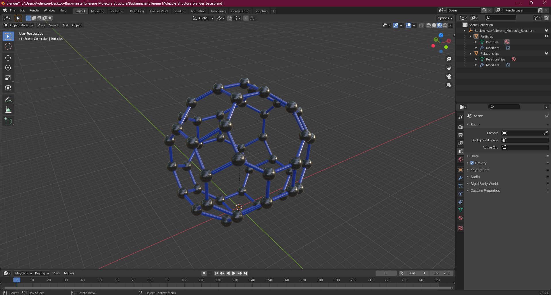 Buckminsterfullerene Molecule Structure 3D model