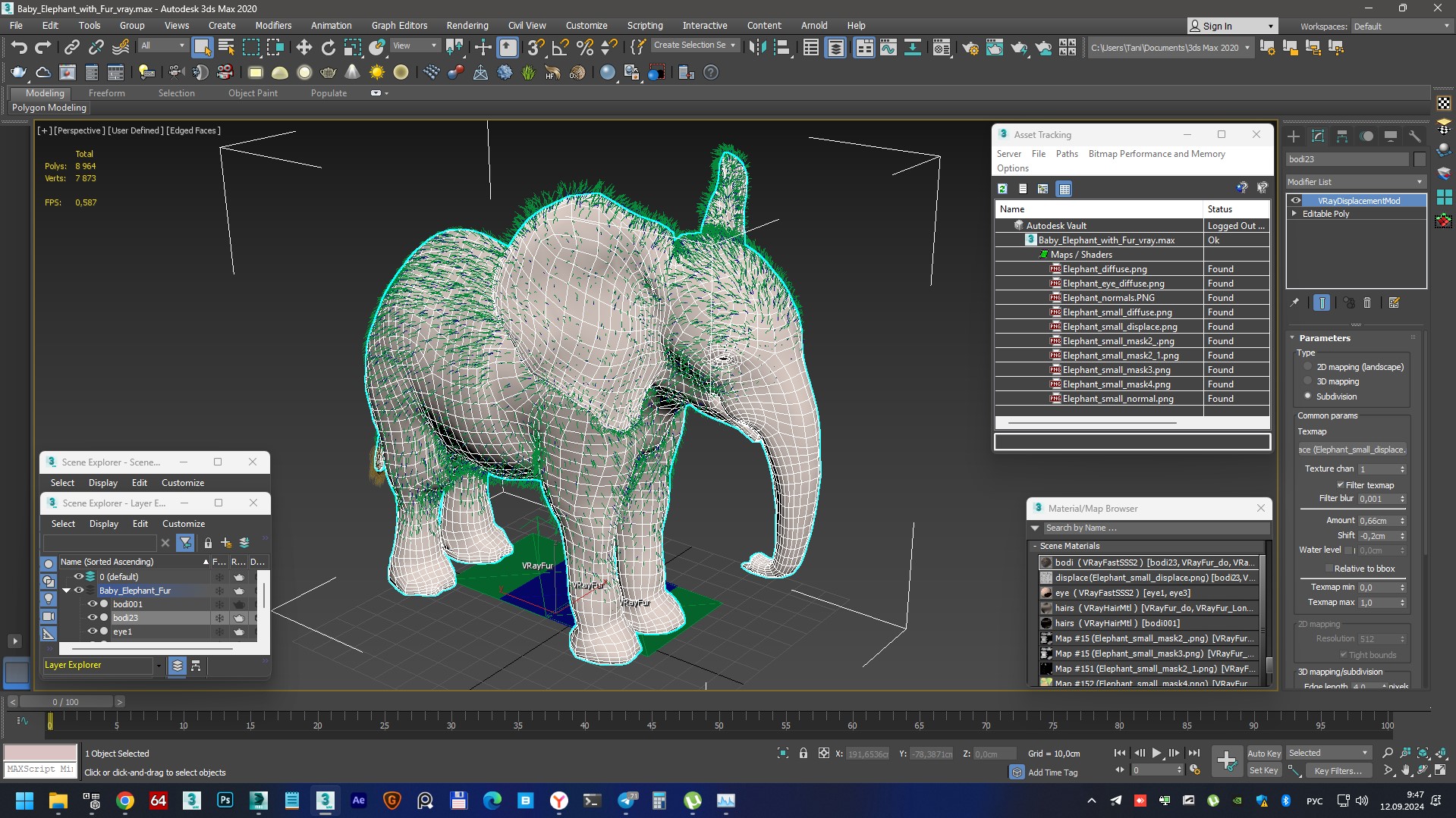 Baby Elephant Fur 3D