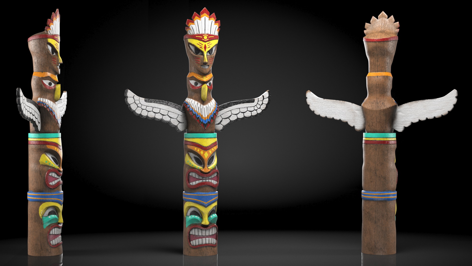 3D Vintage Totem Pole model