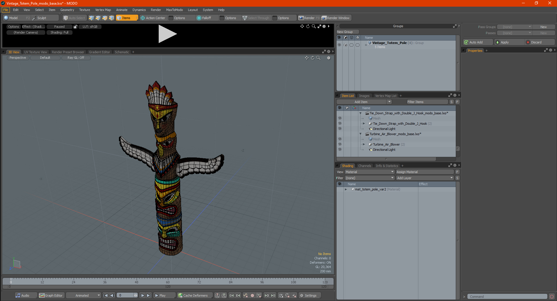 3D Vintage Totem Pole model