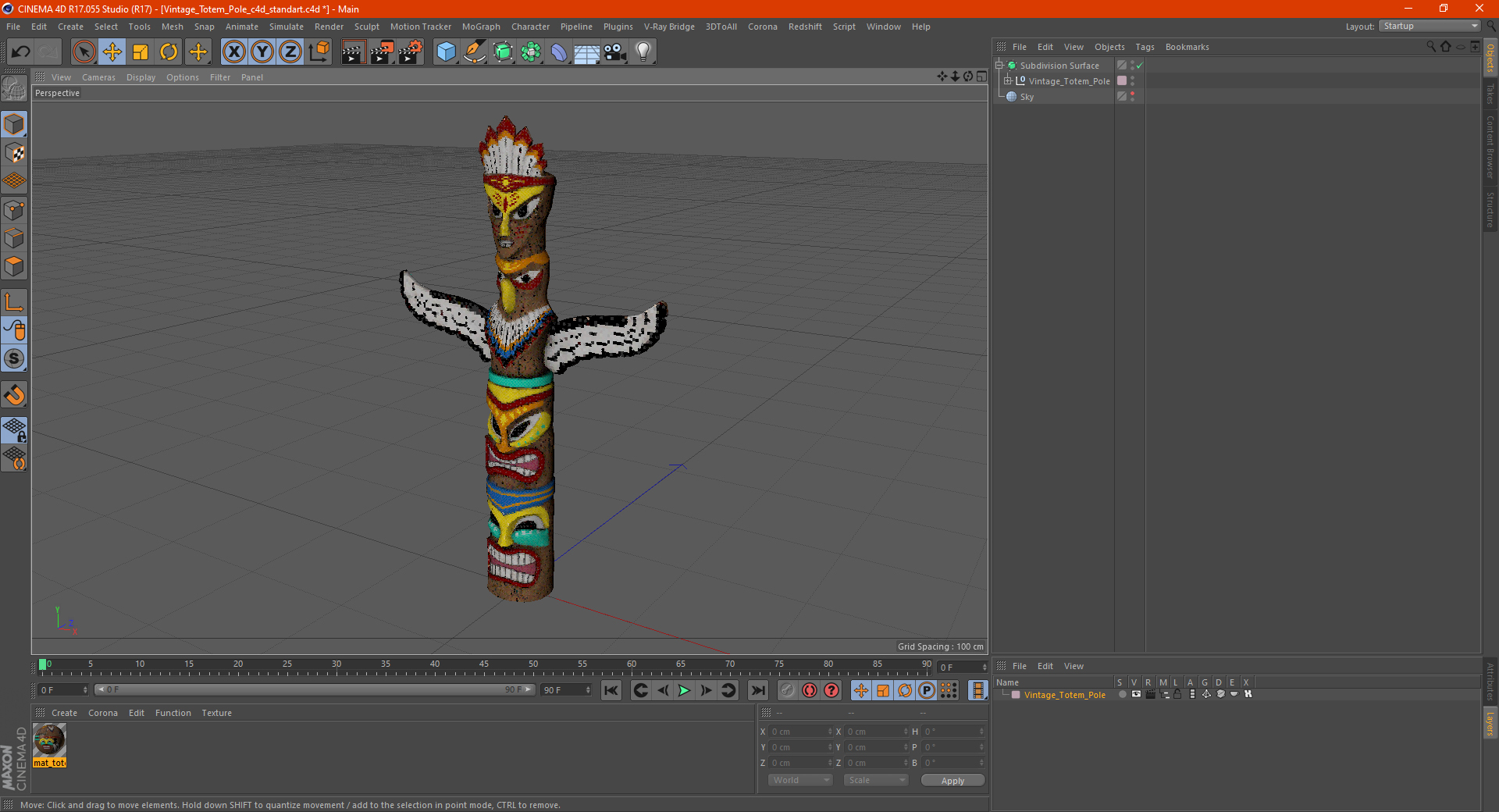 3D Vintage Totem Pole model