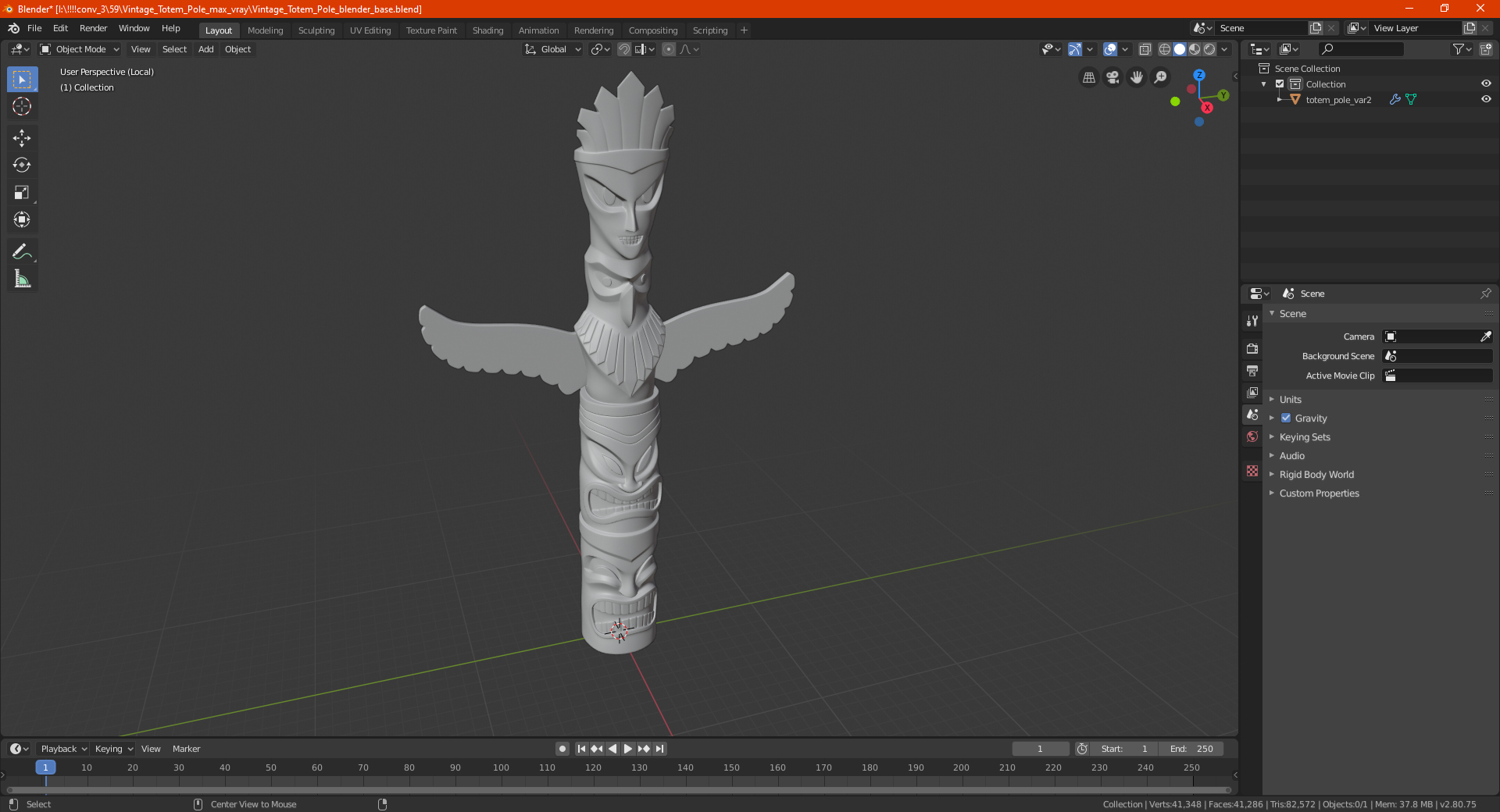 3D Vintage Totem Pole model