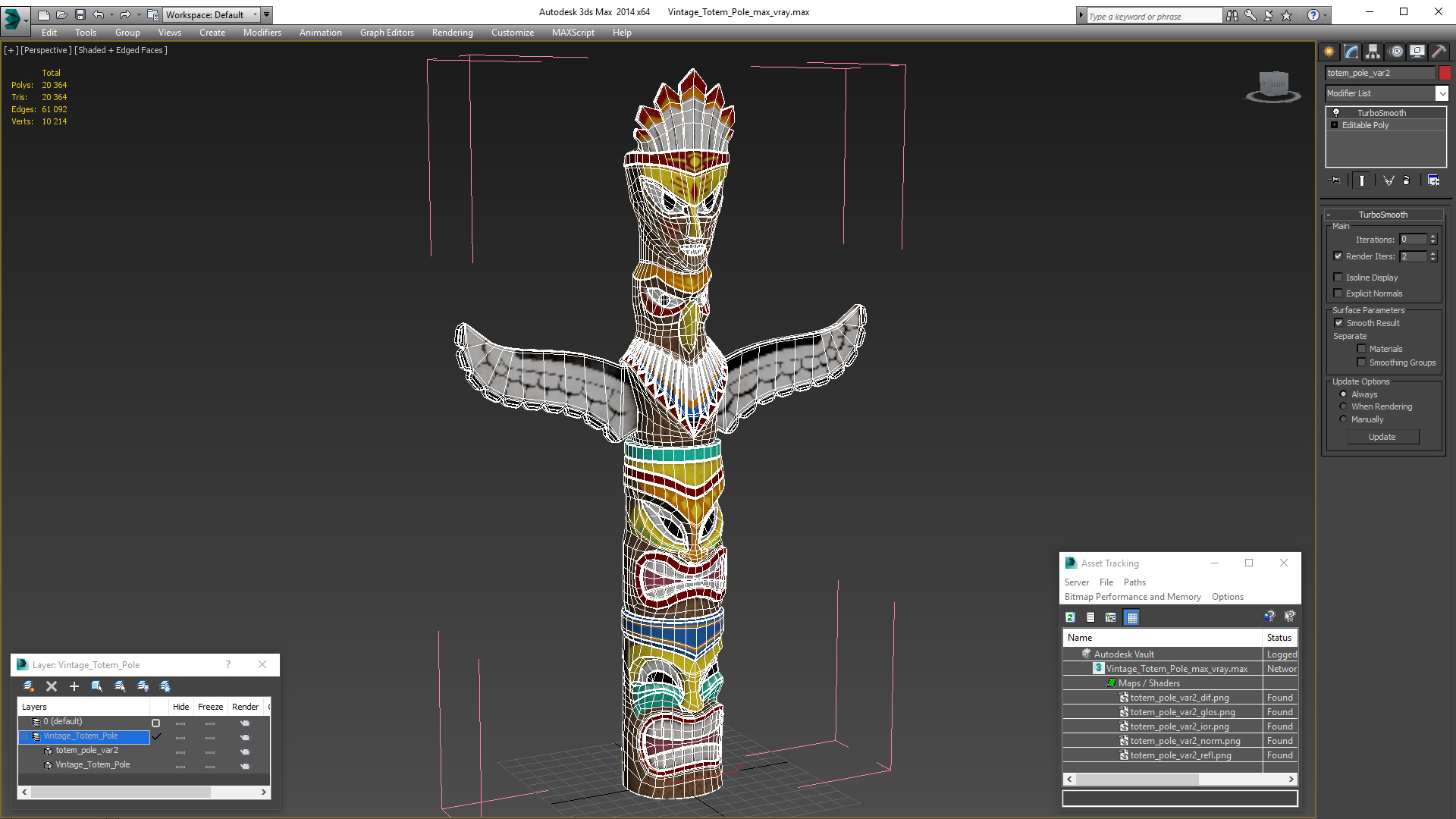 3D Vintage Totem Pole model