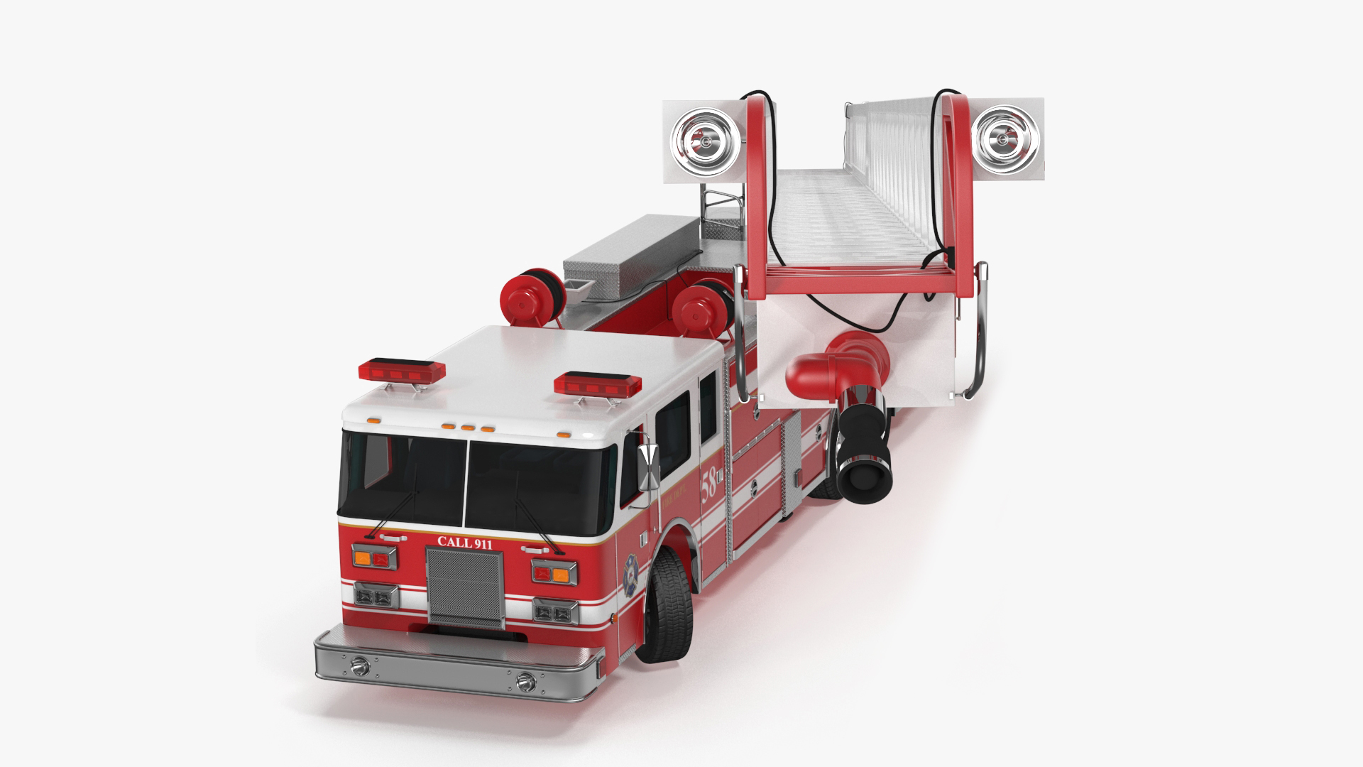 Rear Mount Ladder Fire Truck Rigged for Cinema 4D 3D model