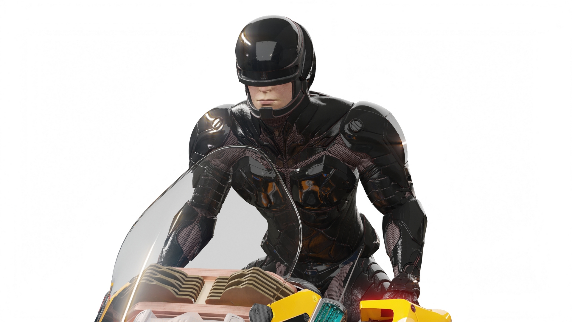 Futuristic Soldier on Flying Motorcycle 3D model