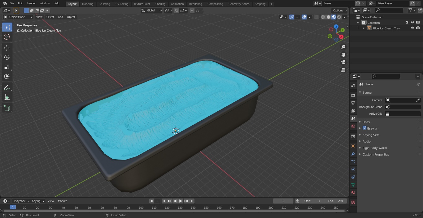 Blue Ice Cream Tray 3D model