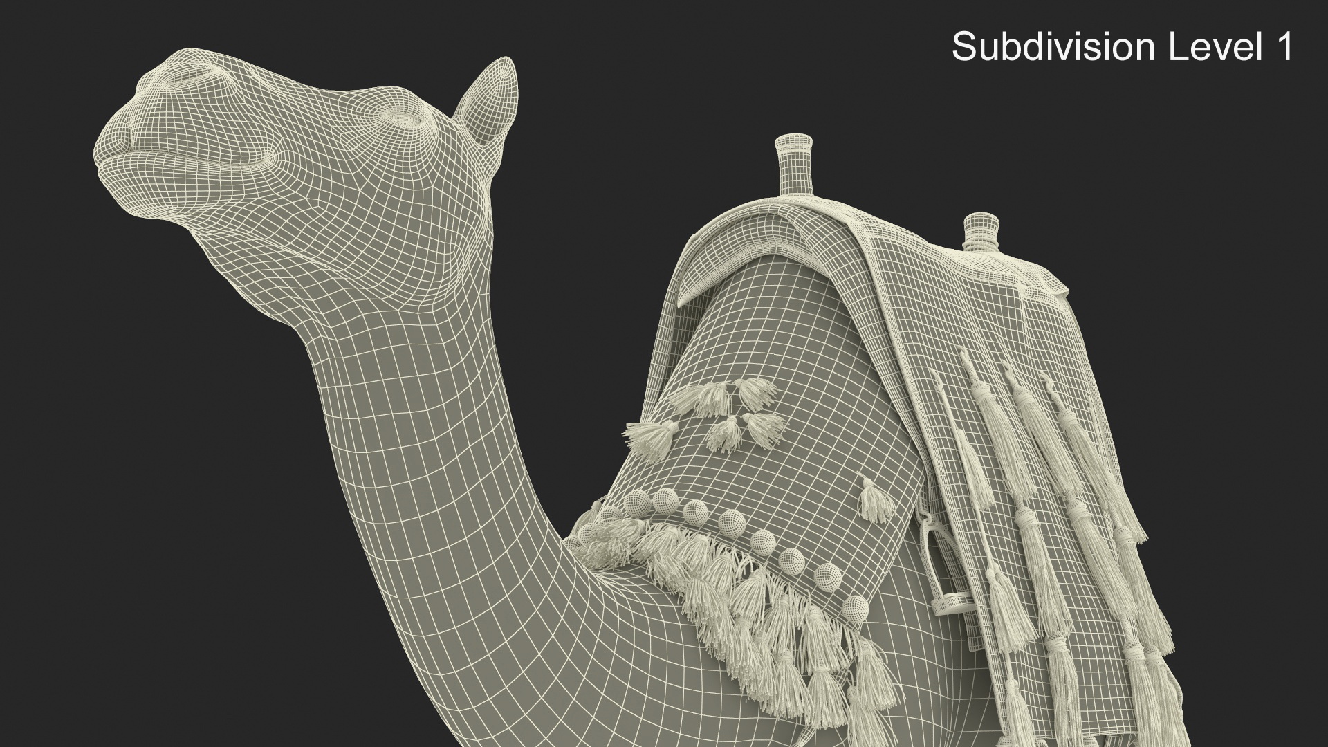 3D Camel with Decorated Saddle Fur Rigged model