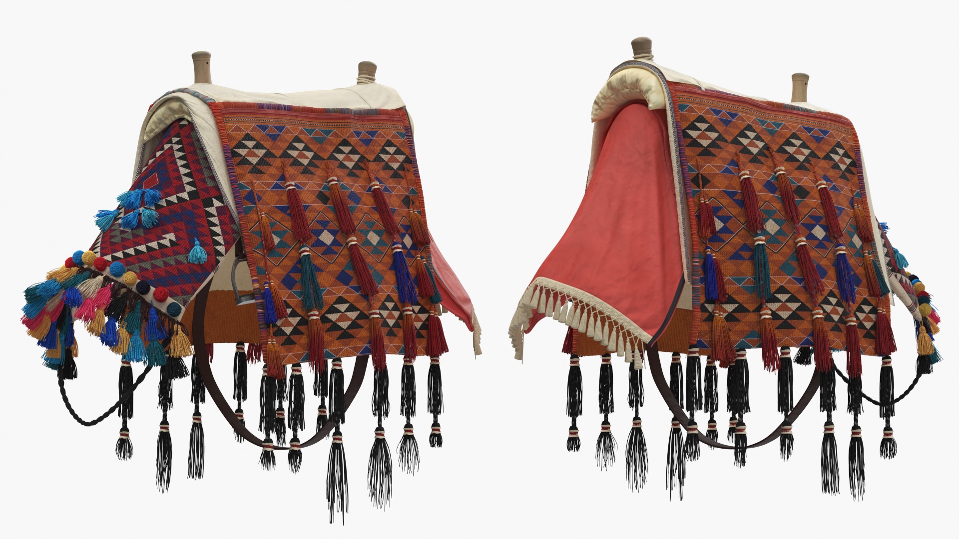 3D Camel with Decorated Saddle Fur Rigged model