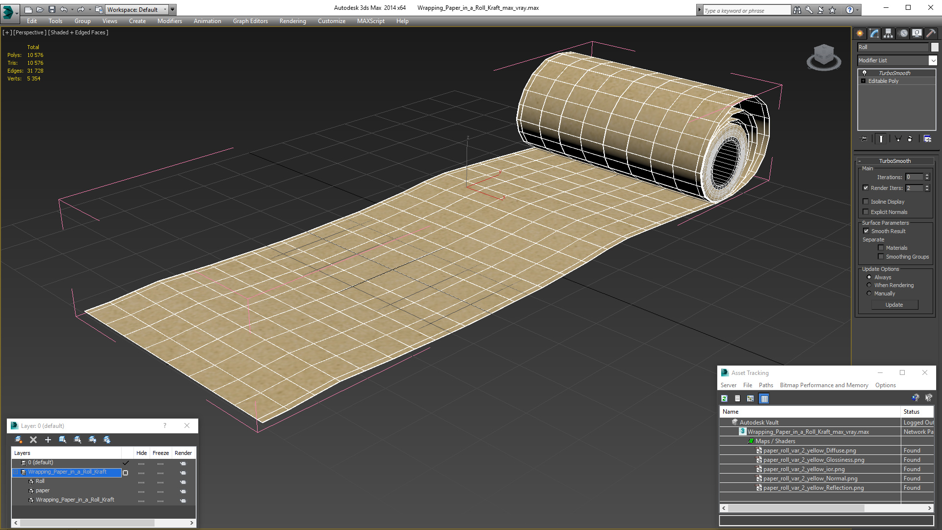 3D model Wrapping Paper in a Roll Kraft