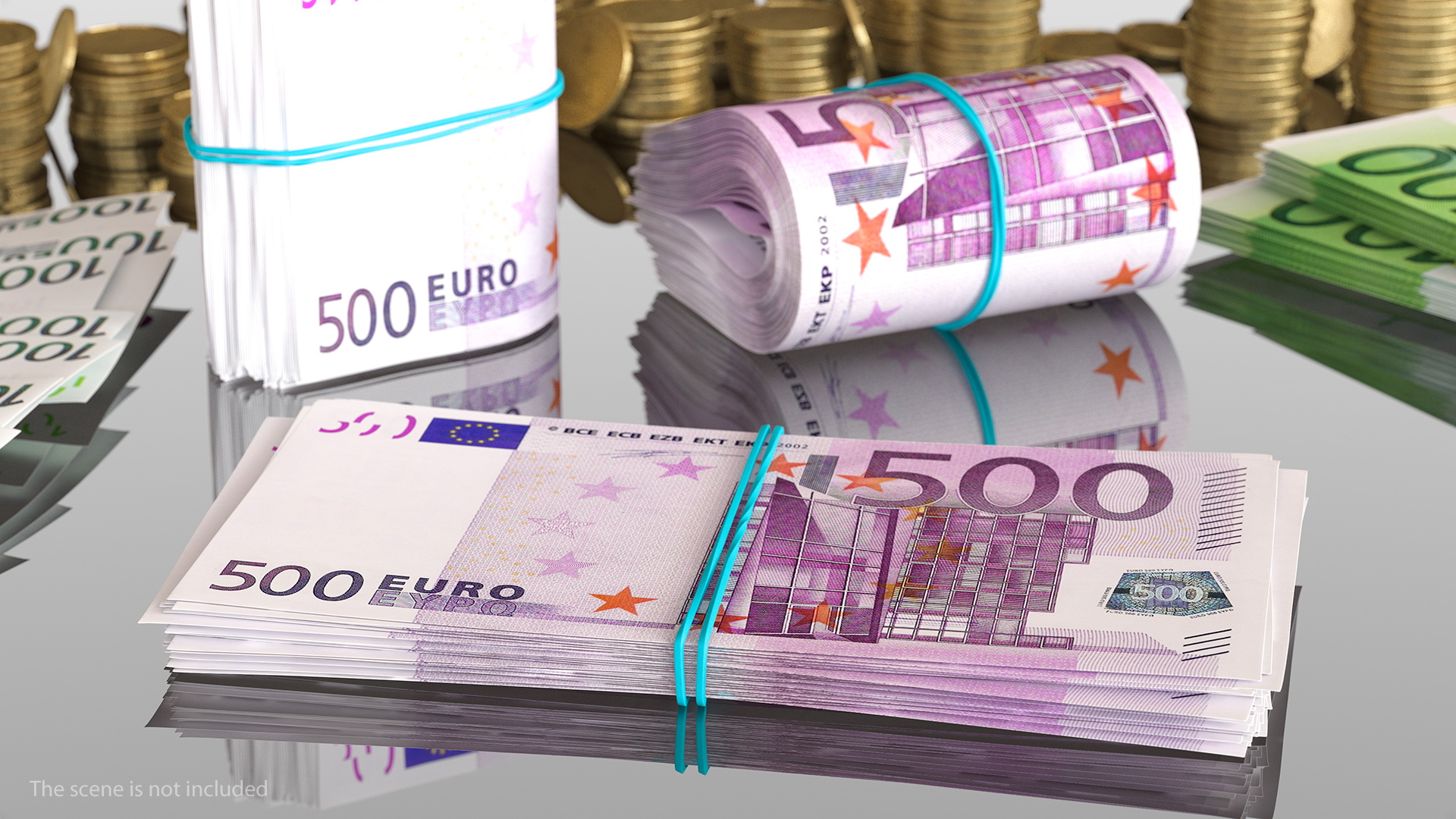 Bundle of 500 Euro Banknotes Bills 3D model